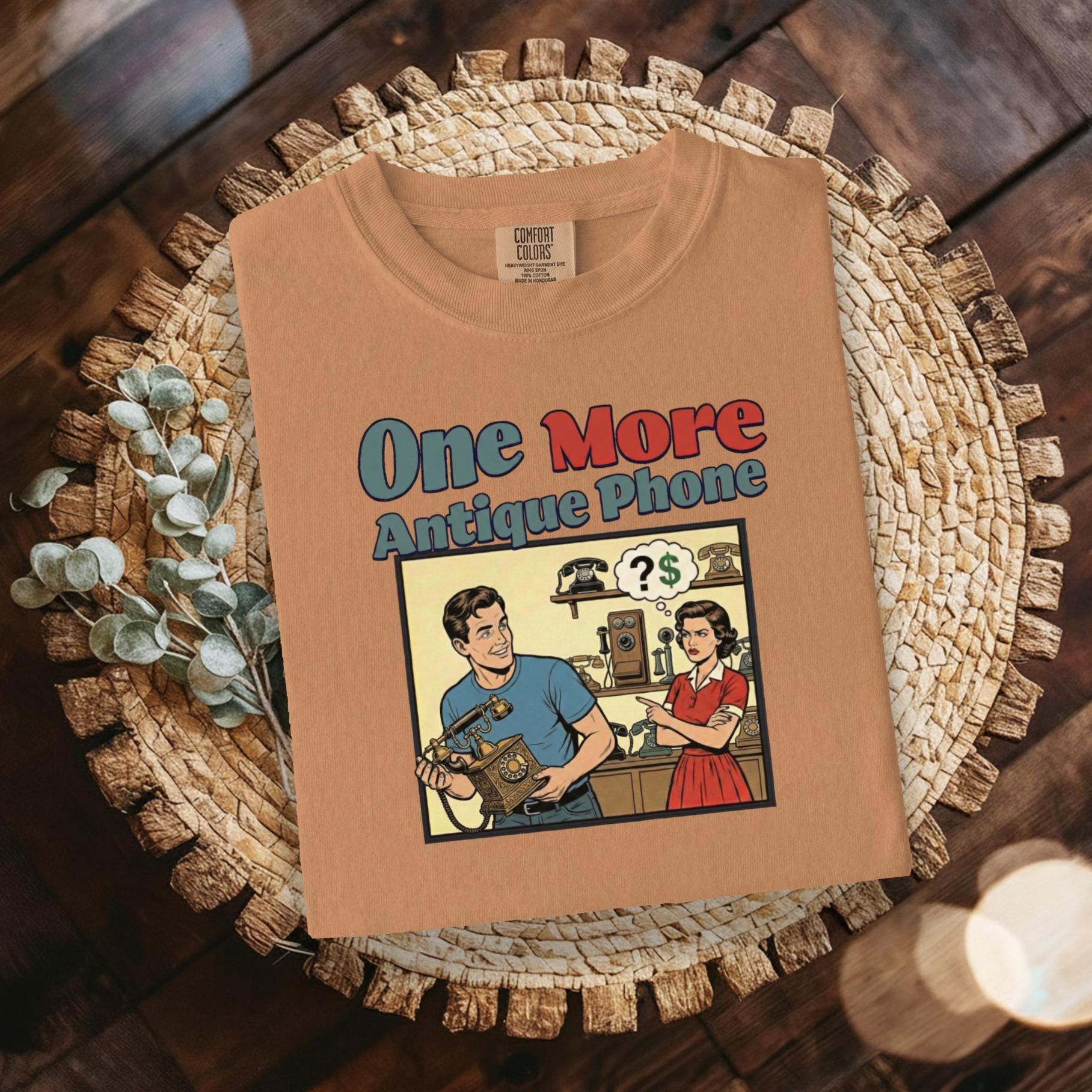 Retro Funny Graphic Tee, One More Antique Phone T-Shirt, Vintage Style Unisex Shirt, Humorous Gift Idea, Unique Graphic Apparel