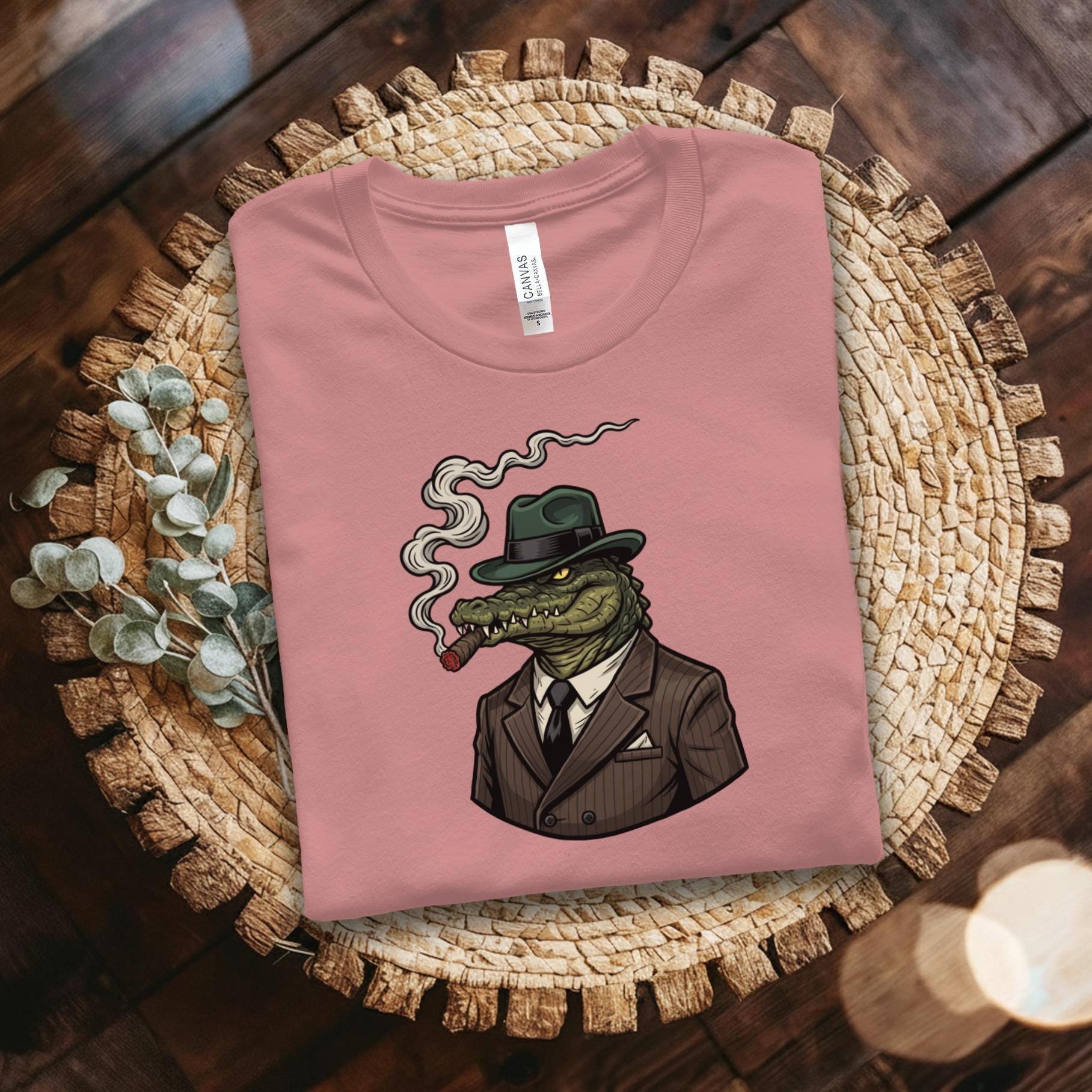 Crocodile Mafia Boss T-Shirt, Cigar Gator Tee, Gangster Alligator Shirt, Cool Animal Design, Funny Graphic Tee, Quirky Gift Idea