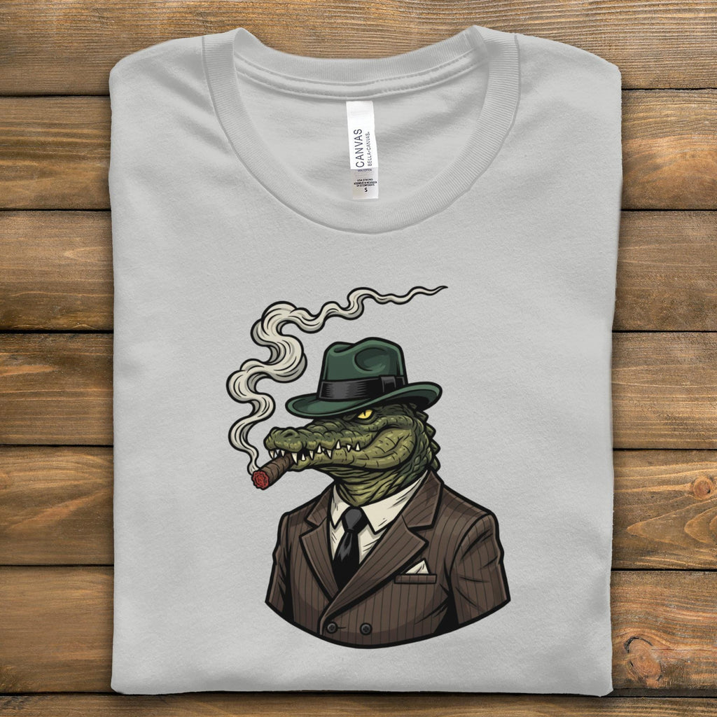 Crocodile Mafia Boss T-Shirt, Cigar Gator Tee, Gangster Alligator Shirt, Cool Animal Design, Funny Graphic Tee, Quirky Gift Idea