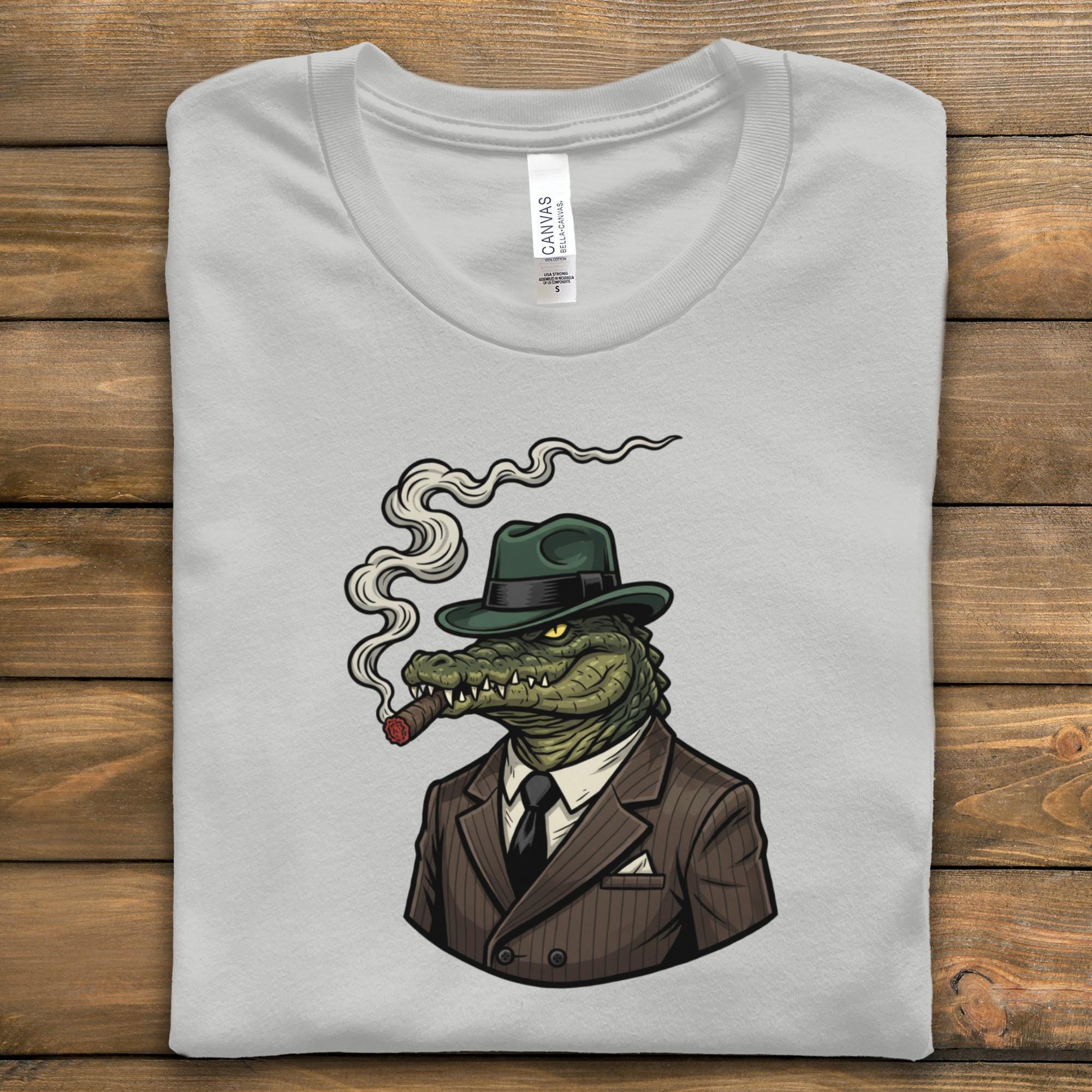 Crocodile Mafia Boss T-Shirt, Cigar Gator Tee, Gangster Alligator Shirt, Cool Animal Design, Funny Graphic Tee, Quirky Gift Idea