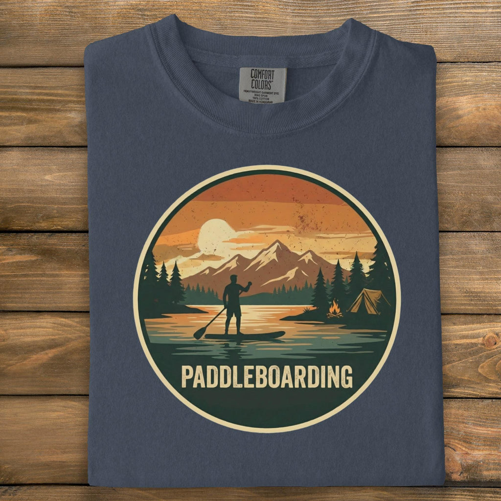 Paddleboarding T-Shirt, Retro Sunset Graphic Tee, Camping T Shirt, Outdoor Adventure Shirt, Nature Lover T Shirt, Comfort Colors T-Shirt
