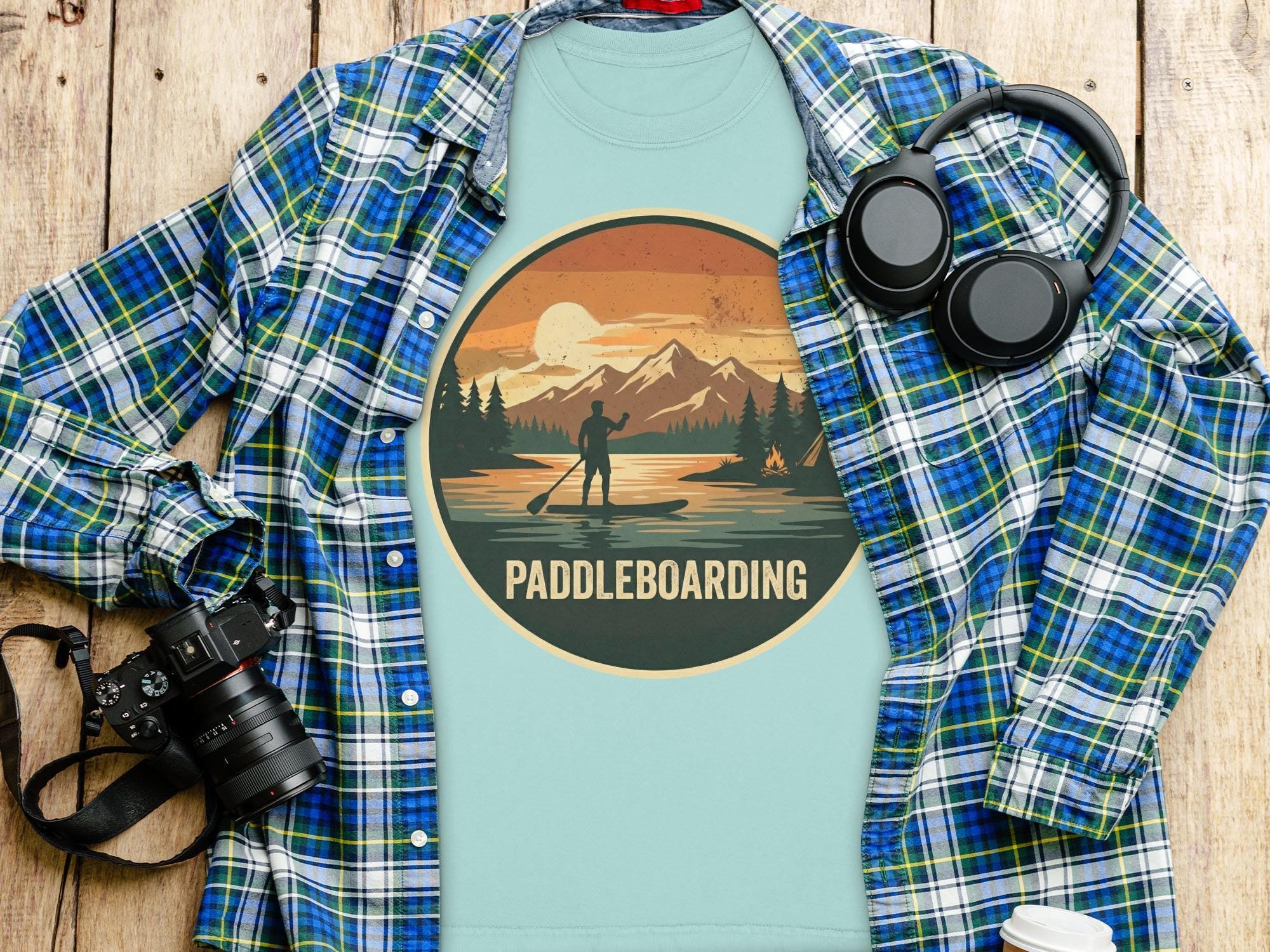 Paddleboarding T-Shirt, Retro Sunset Graphic Tee, Camping T Shirt, Outdoor Adventure Shirt, Nature Lover T Shirt, Comfort Colors T-Shirt