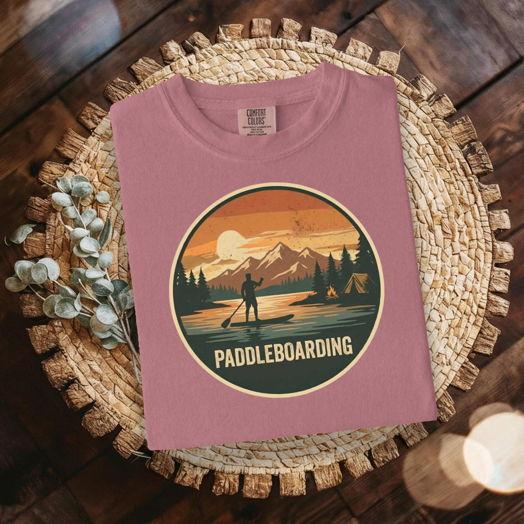 Paddleboarding T-Shirt, Retro Sunset Graphic Tee, Camping T Shirt, Outdoor Adventure Shirt, Nature Lover T Shirt, Comfort Colors T-Shirt