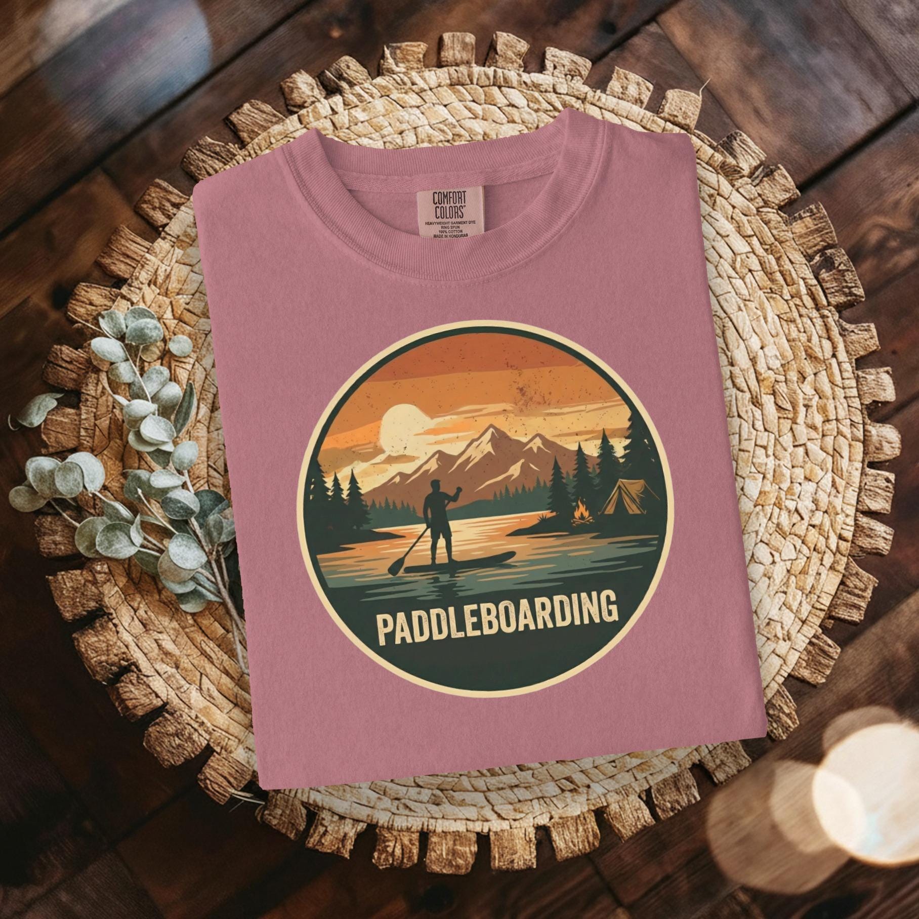Paddleboarding T-Shirt, Retro Sunset Graphic Tee, Camping T Shirt, Outdoor Adventure Shirt, Nature Lover T Shirt, Comfort Colors T-Shirt