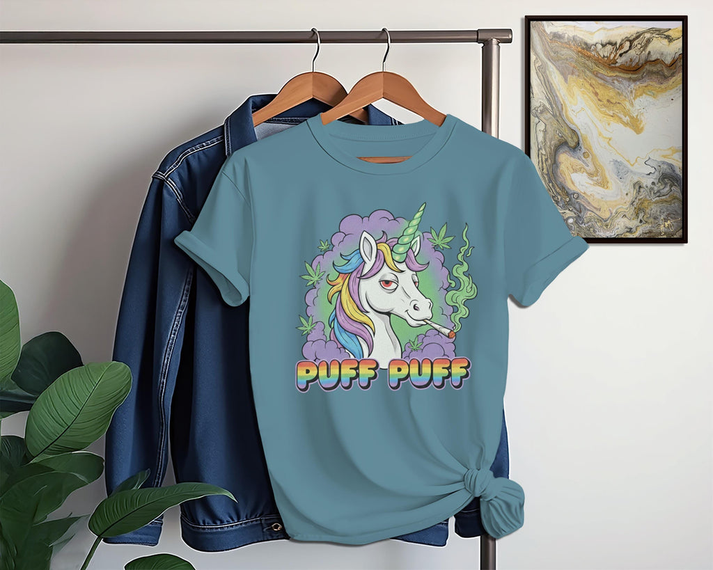 Puff Puff Unicorn T-Shirt, Funny Weed Shirt, Stoner Unicorn, Colorful Graphic Tee, Trending T Shirt, Comfort Colors Shirt