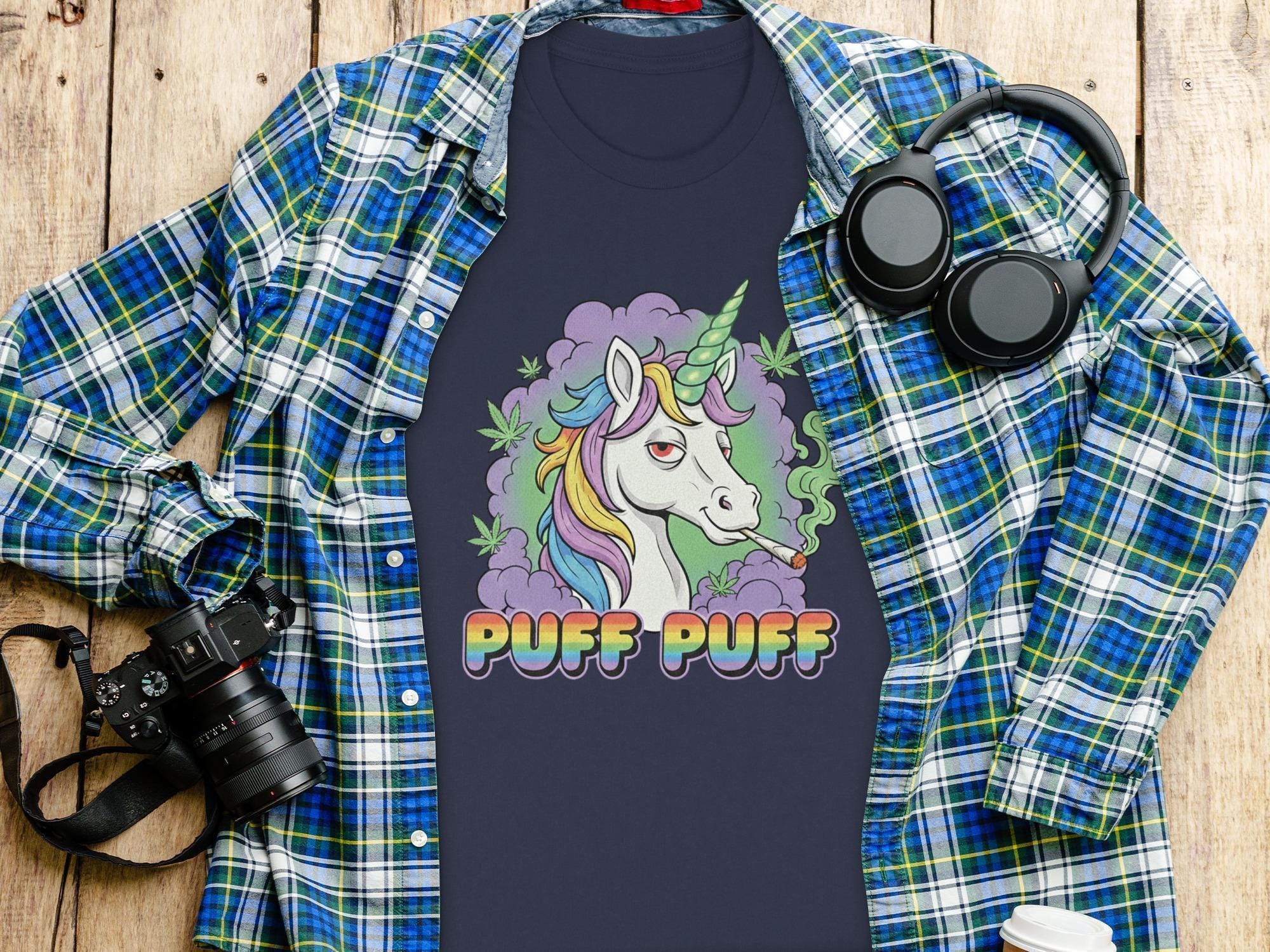 Puff Puff Unicorn T-Shirt, Funny Weed Shirt, Stoner Unicorn, Colorful Graphic Tee, Trending T Shirt, Comfort Colors Shirt