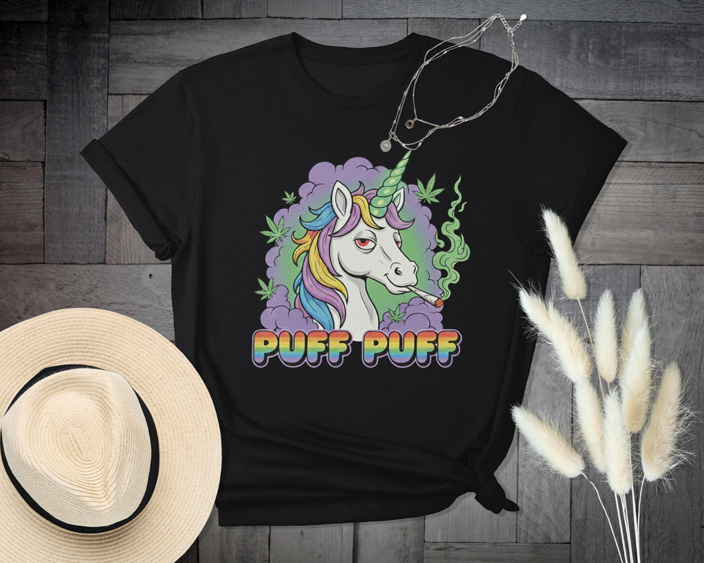 Puff Puff Unicorn T-Shirt, Funny Weed Shirt, Stoner Unicorn, Colorful Graphic Tee, Trending T Shirt, Comfort Colors Shirt