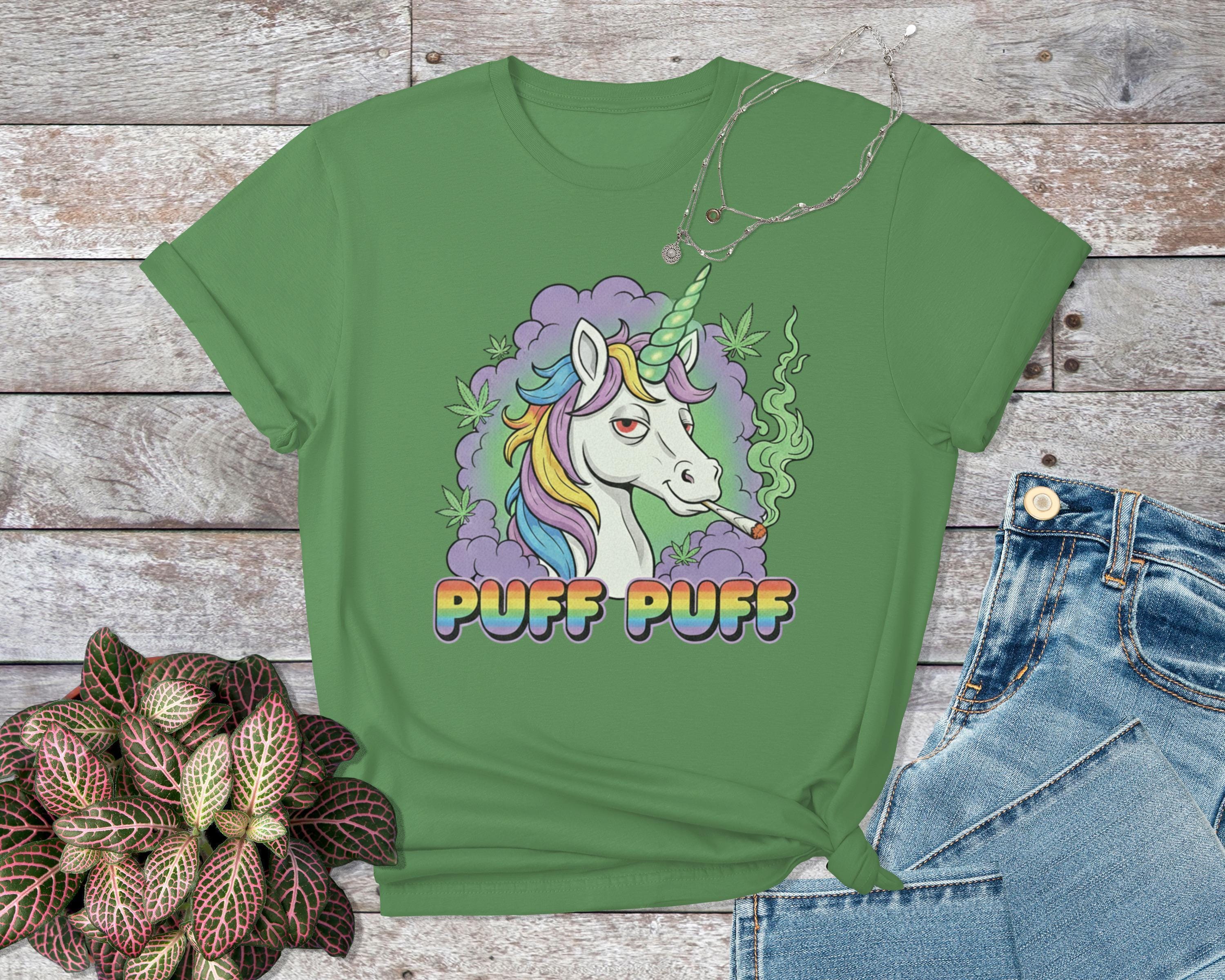 Puff Puff Unicorn T-Shirt, Funny Weed Shirt, Stoner Unicorn, Colorful Graphic Tee, Trending T Shirt, Comfort Colors Shirt