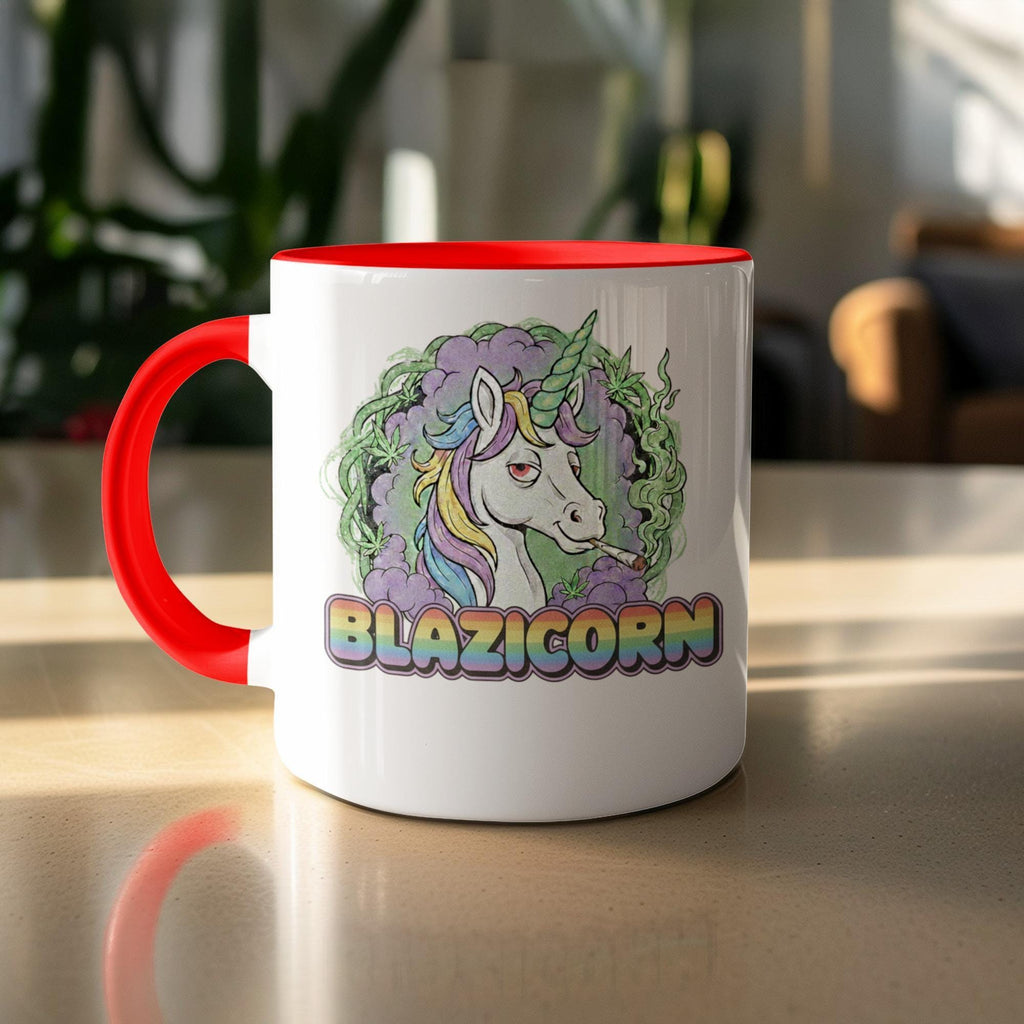 Blazicorn coffee mug, unique unicorn design mug, colorful mythical creature cup, novelty gift mug, fun and whimsical mug