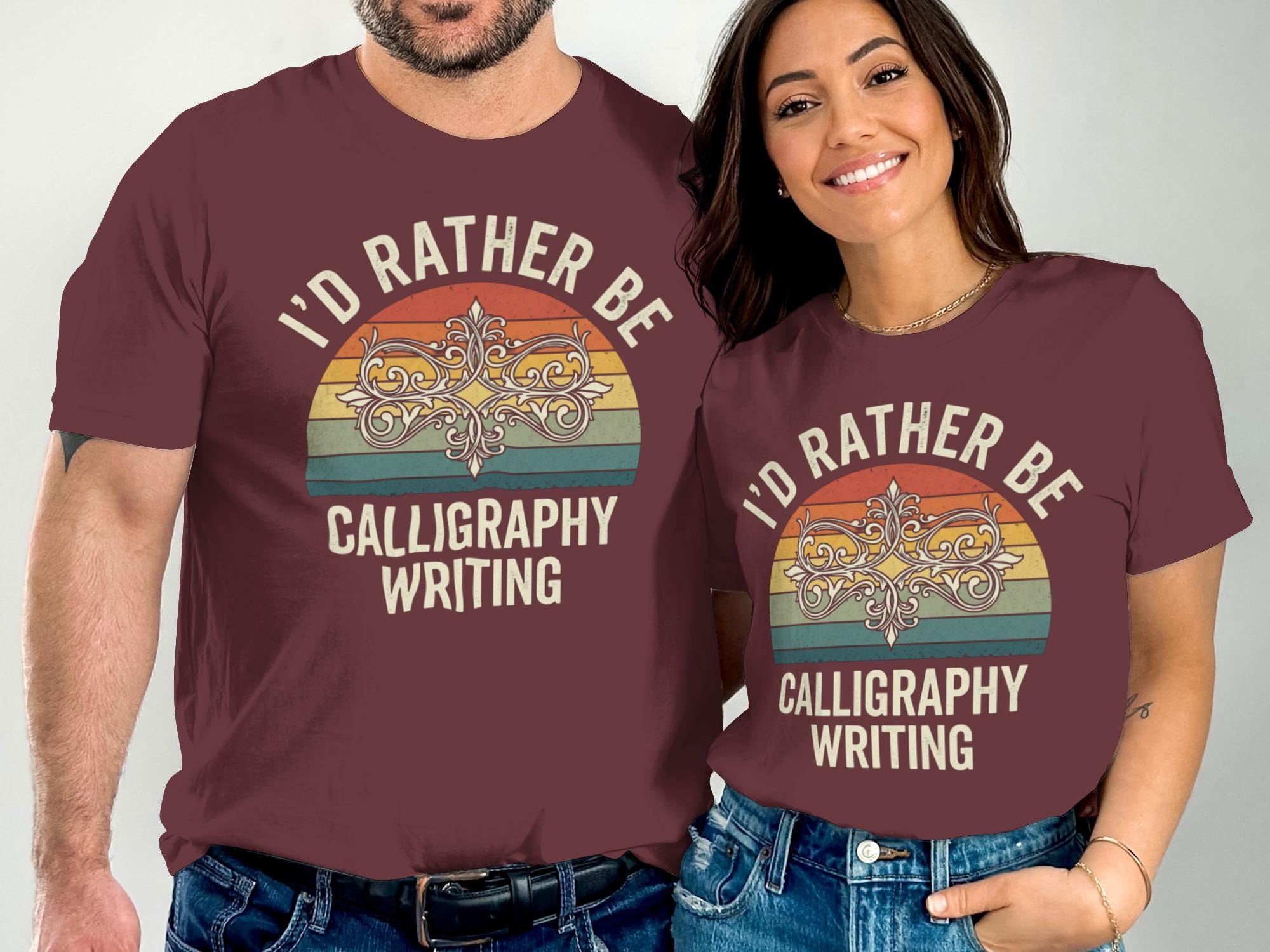 Funny Calligraphy Shirt, I'd Rather Be Calligraphy Writing, Calligraphy Lover Shirt, Gift for Calligraphers, Retro Calligraphy Tee