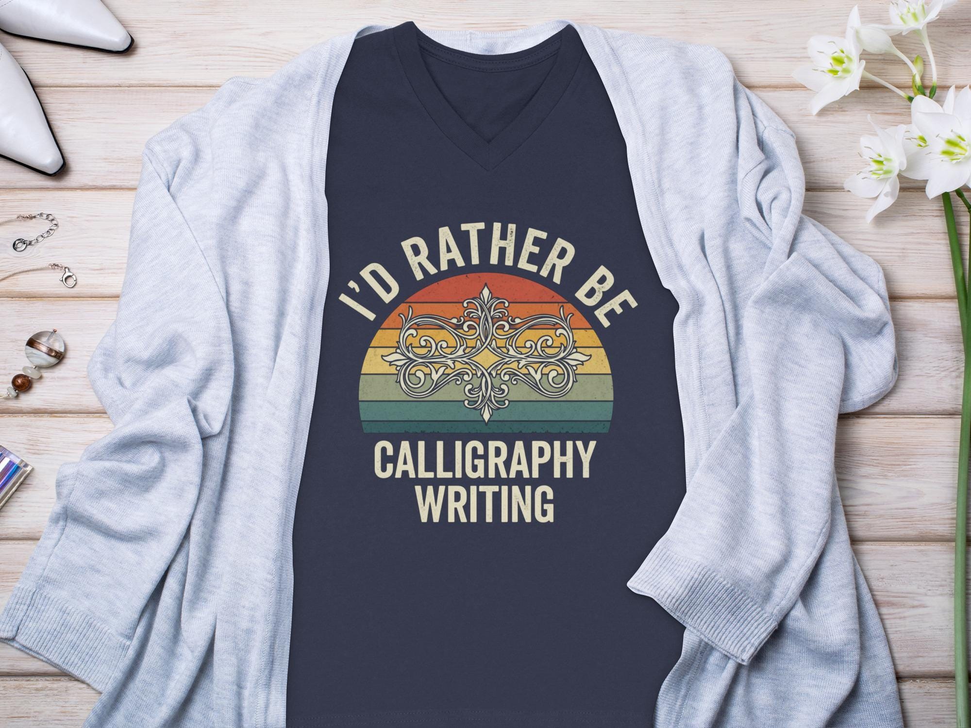 Calligraphy Shirt, I'd Rather Be Calligraphy Writing, Retro Shirt, Calligrapher Gift, Funny Calligraphy Tee, Artsy Shirt