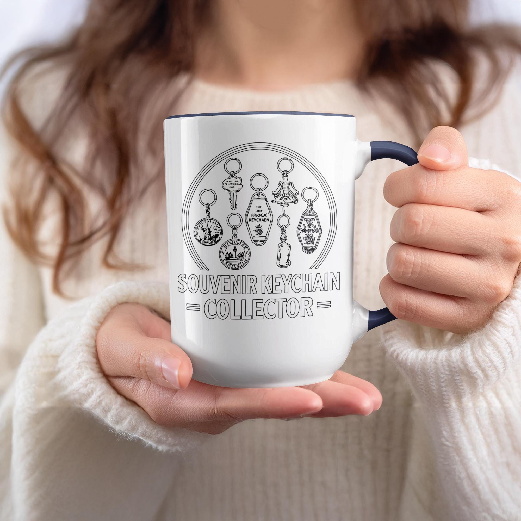 Souvenir Keychain Collector Mug, Travel Memorabilia Coffee Cup, Unique Gift for Keychain Lovers, Keepsake Collection Drinkware