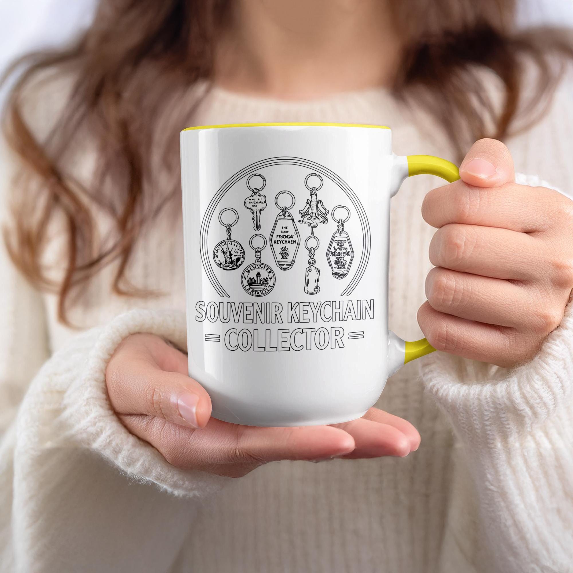 Souvenir Keychain Collector Mug, Travel Keepsake Enthusiast Cup, Unique Keychain Collector Gift, Fun Souvenir Mug, Collector Item