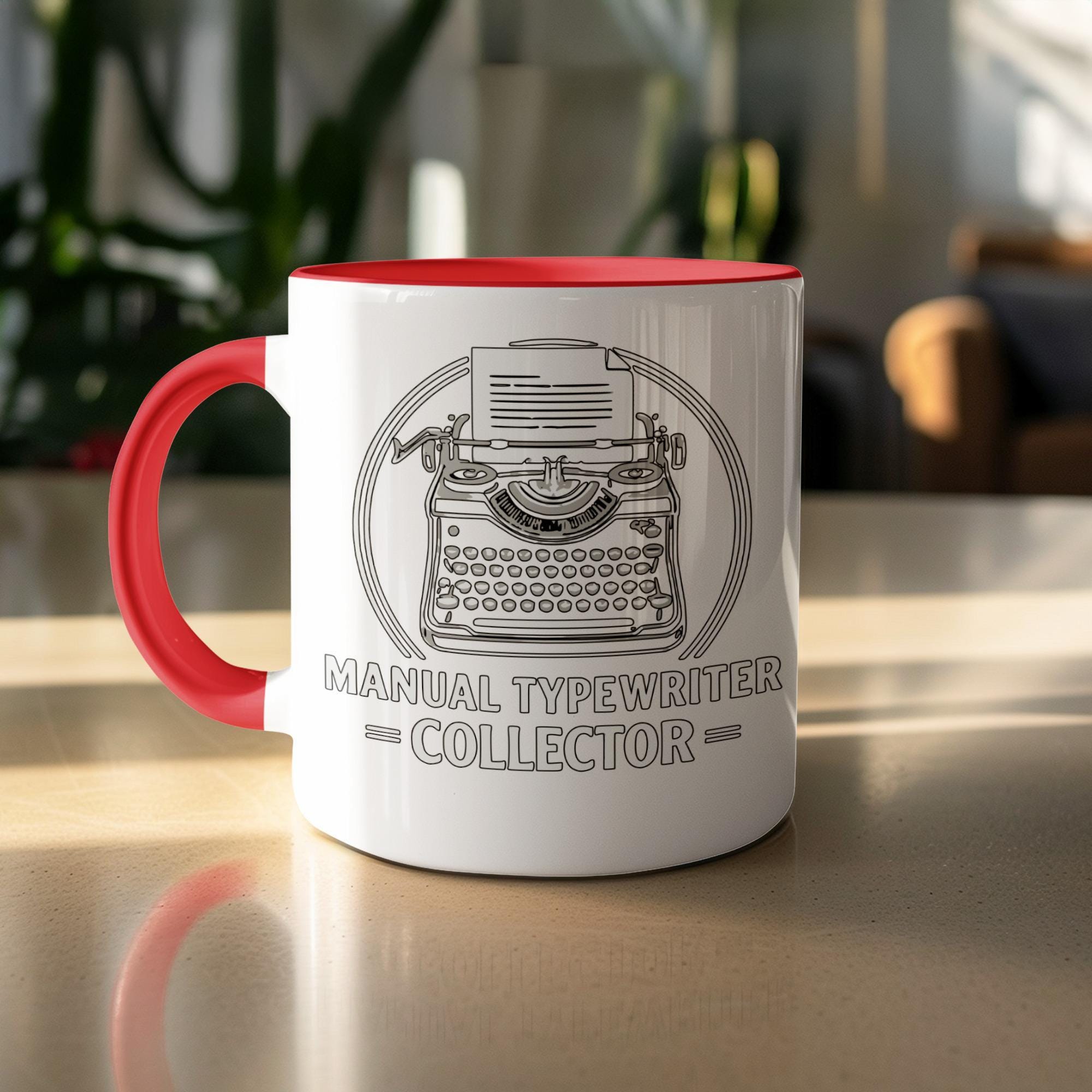 Vintage Typewriter Collector Mug, Retro Typewriter Design, Gift for Writers, Coffee Lover Gift, Unique Office Decor, Writer's Mug