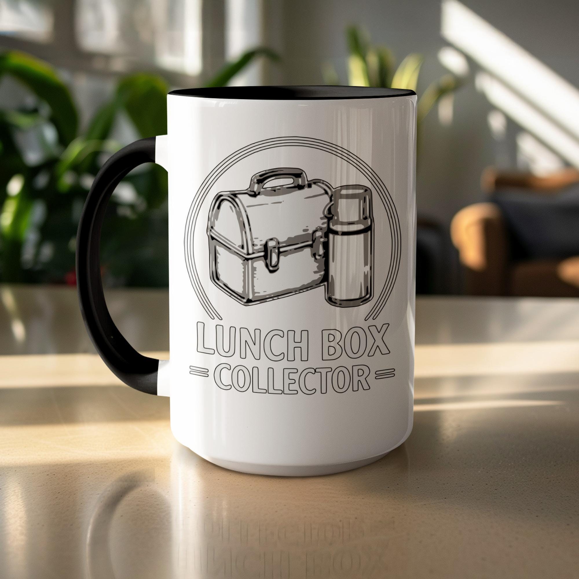 Lunch Box Collector Mug, Retro Lunchbox Coffee Cup, Vintage Inspired Thermos Art, Perfect Gift for Lunch Lovers, Office Decor