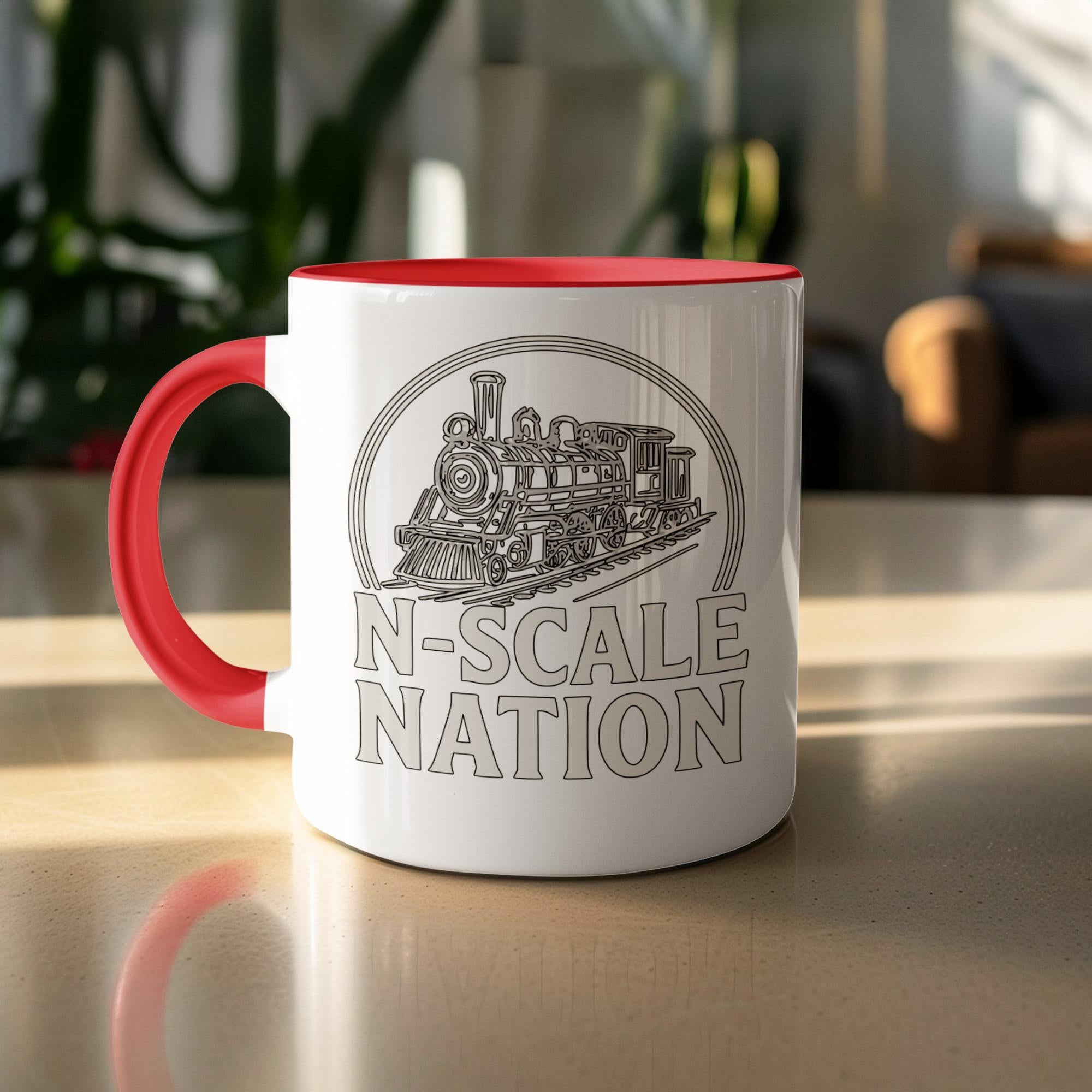 Train Enthusiast Mug, N-Scale Nation Coffee Cup, Unique Railroad Lover Gift, Locomotive Design, Perfect Gift for Train Collectors