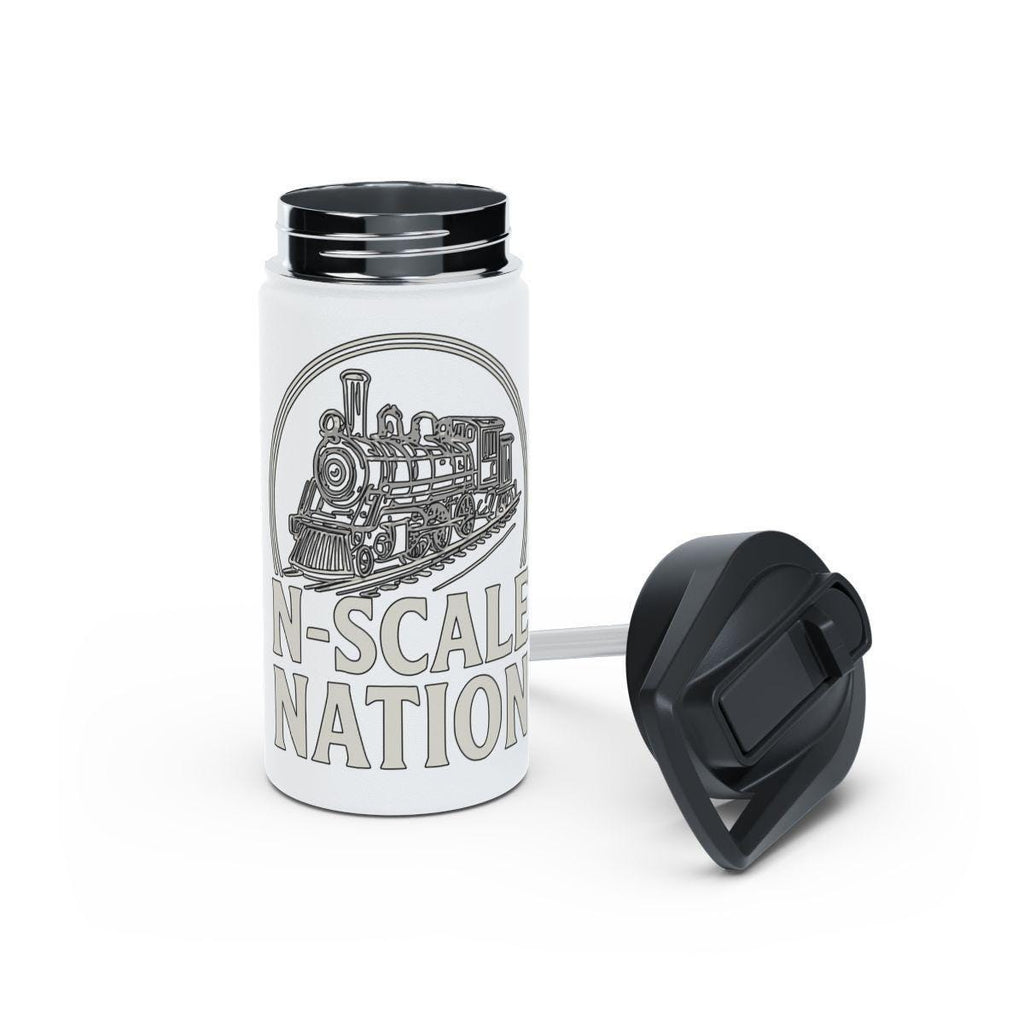 Train Travel Mug, Insulated Train Themed Travel Thermos, Steam Engine Design, N Scale Nation Vacuum Flask, Train Lover Gift Idea