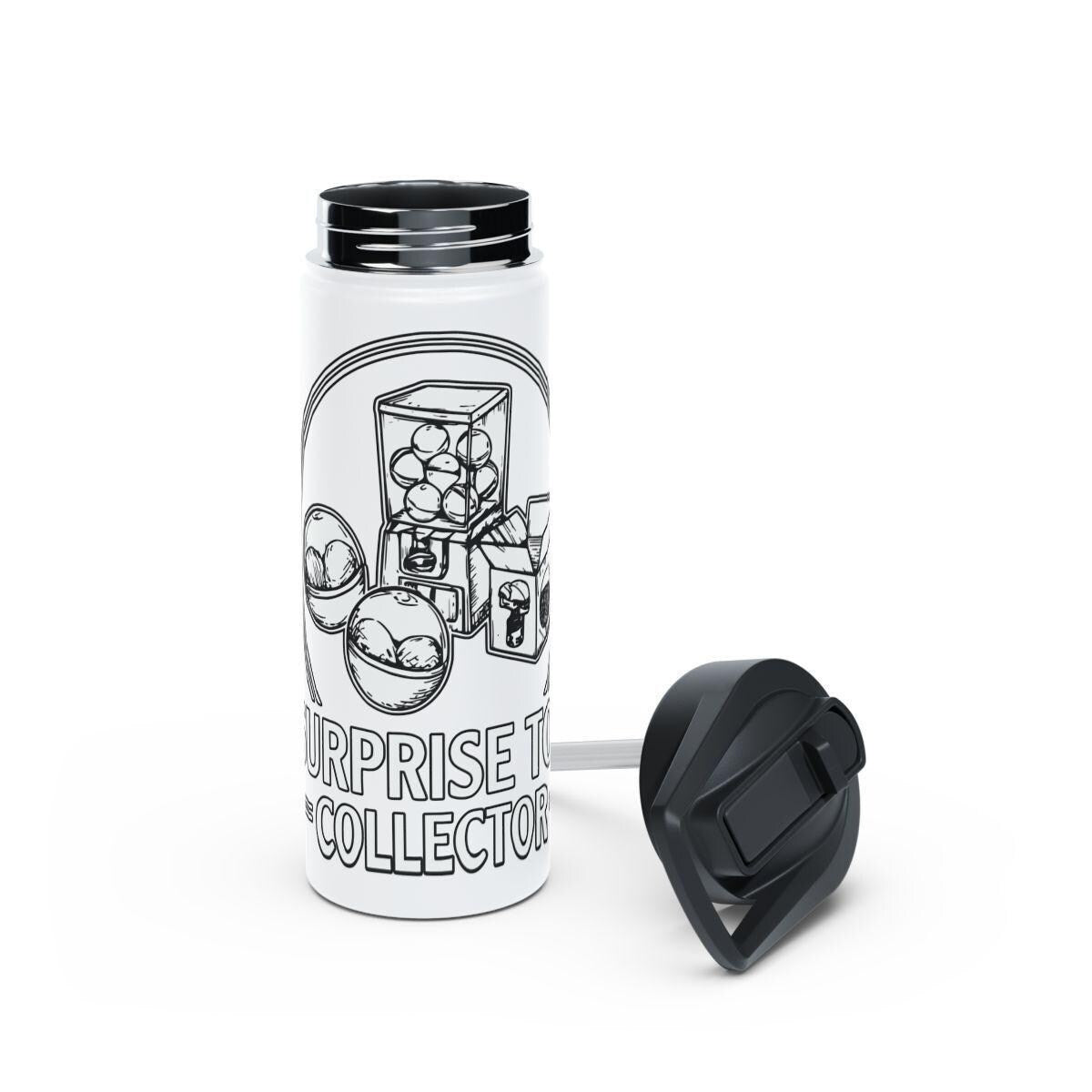 Gumball Machine Design Travel Mug, Insulated Coffee Tumbler with Lid, Unique Beverage Container, Fun Vintage Style Flask