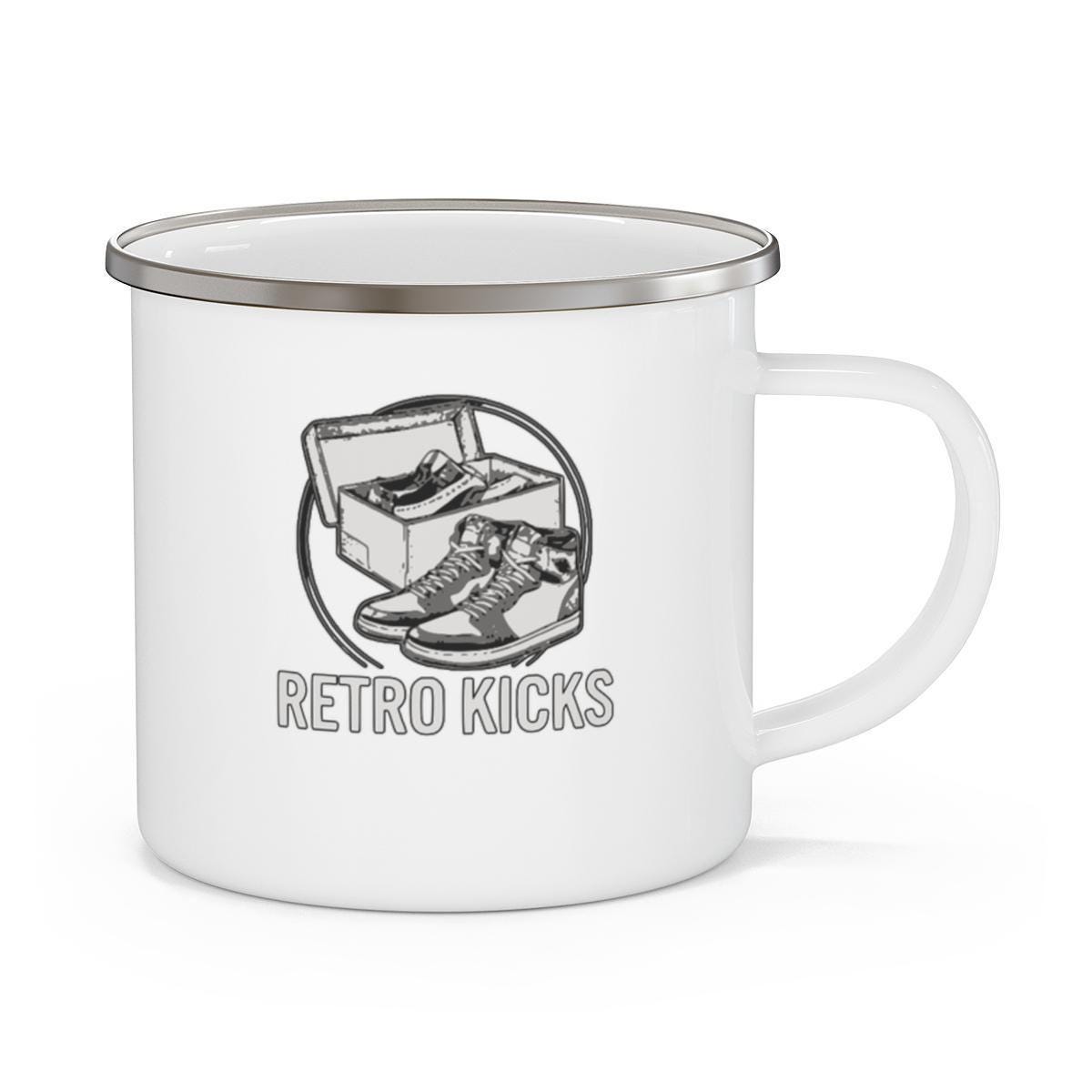 Retro Kicks Enamel Mug, Vintage Sneakers Coffee Cup, Classic Shoe Design Camping Mug, Unique Gift for Sneakerheads, Durable and Stylish