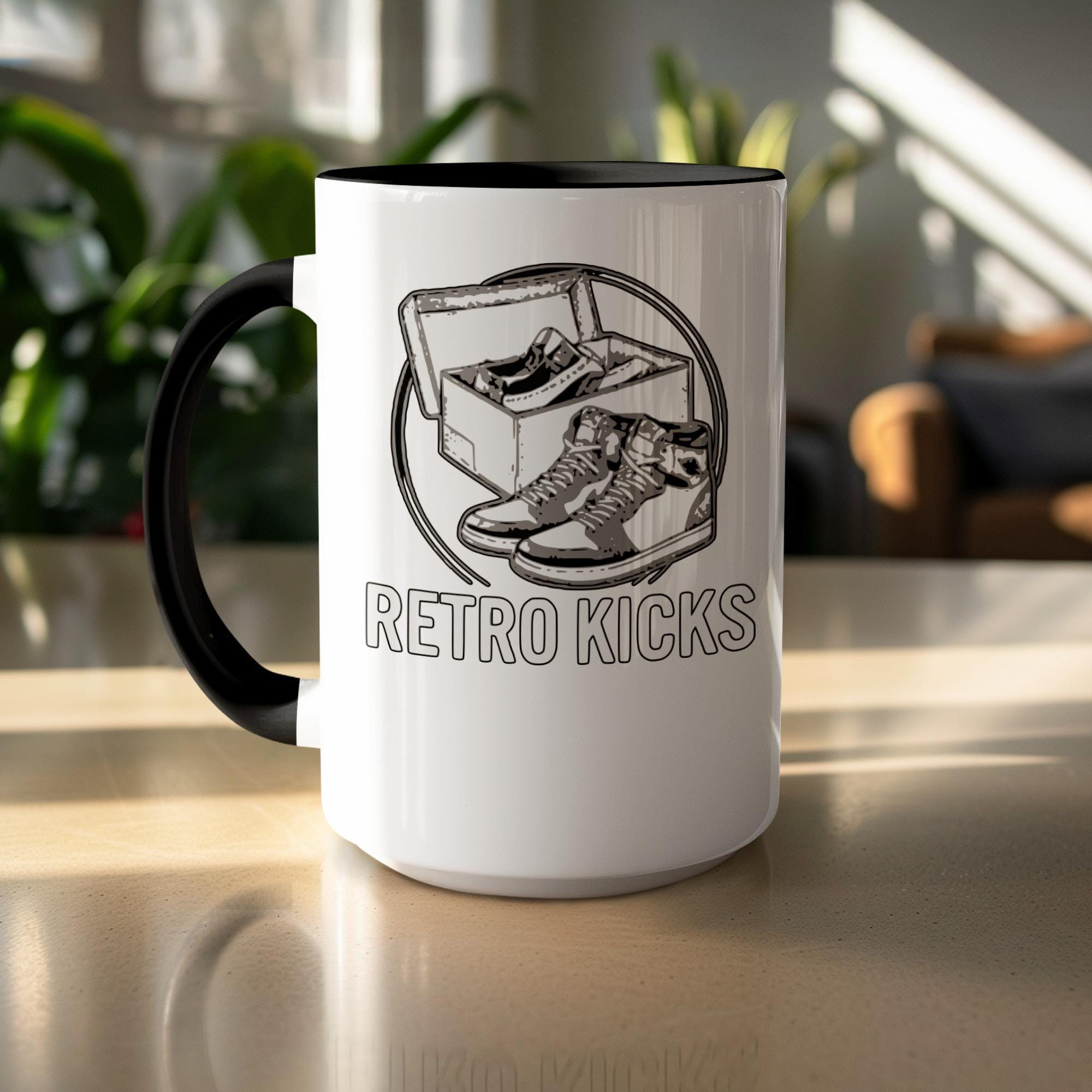 Retro Kicks Coffee Mug, Unique Sneakerhead Gift, Stylish Mug for Shoe Lovers, Cool Beverage Cup for Him and Her