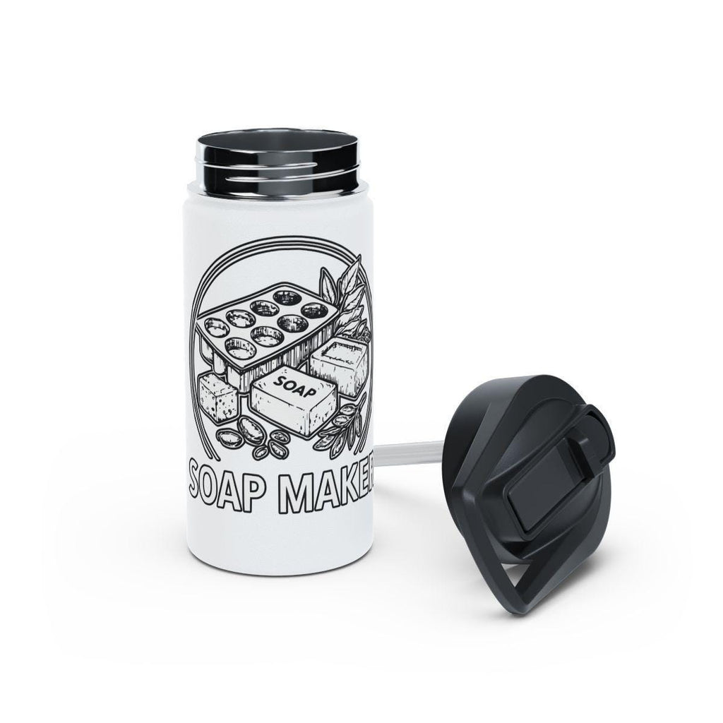 Soap Maker Thermos, Insulated Water Bottle, Soap Making Design, Gift for Soapmakers, Printed Travel Mug, 17 oz Flask for Soap Enthusiasts