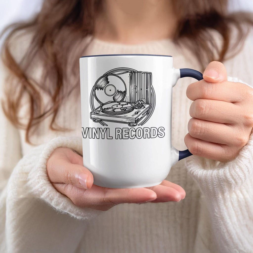 Vinyl Records Mug, Retro Music Mug, Vintage Record Player Mug, Gift for Music Lovers, Coffee Mug for Vinyl Enthusiasts