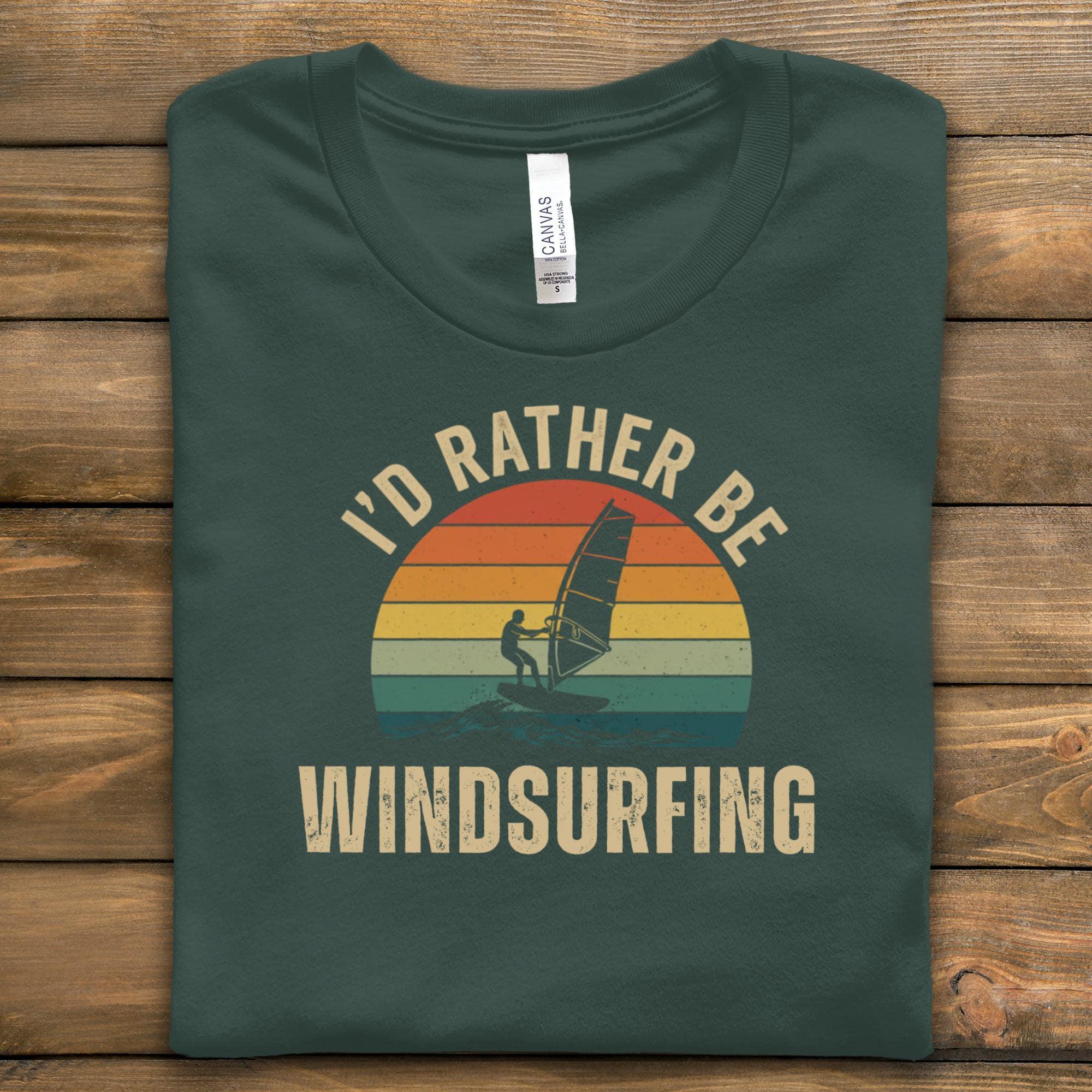 I'd Rather Be Windsurfing T-Shirt, Retro Sunset Tee, Surfing Gift Idea, Ocean Lover Shirt, Windsurfing Shirt, Summer T Shirt, Vacation Tee