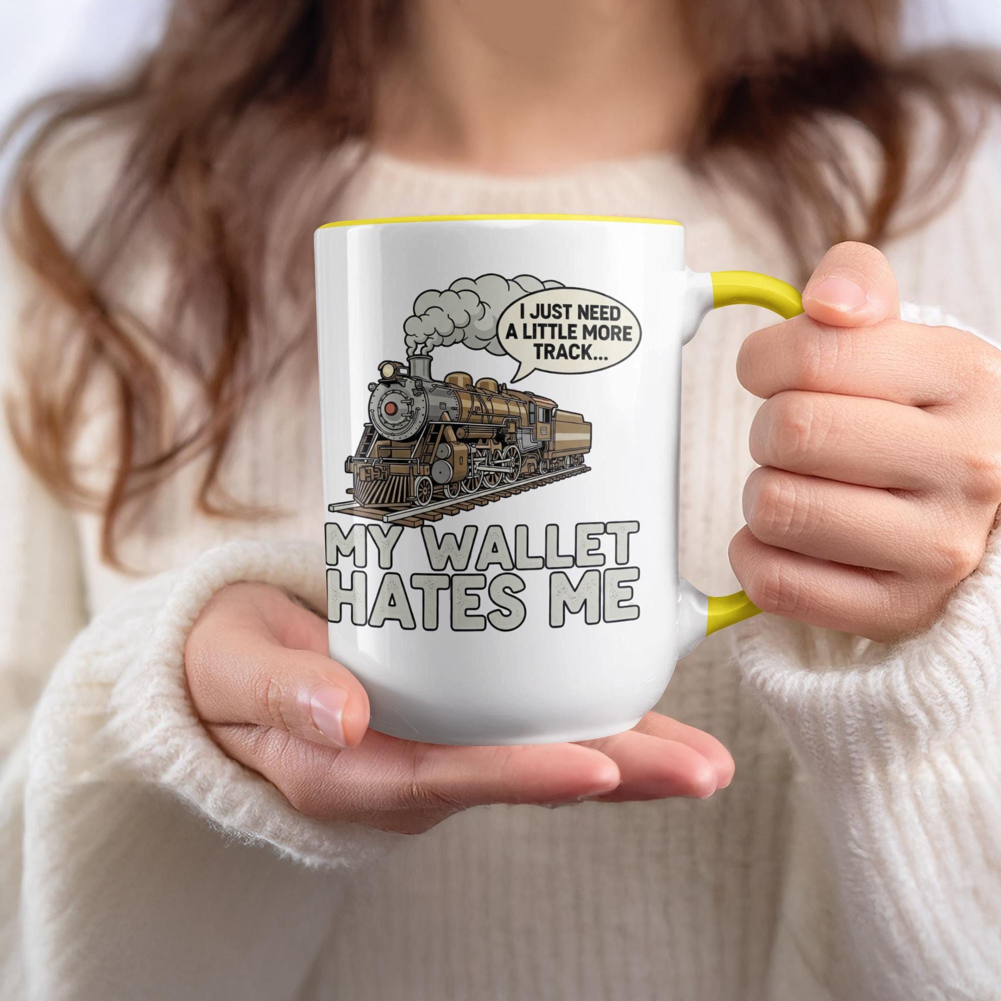 Train Mug, Train Lover Gift, More Track Mug, Funny Train Quote Mug, My Wallet Hates Me, Model Train Collector Mug, Train Hobbyist Mug