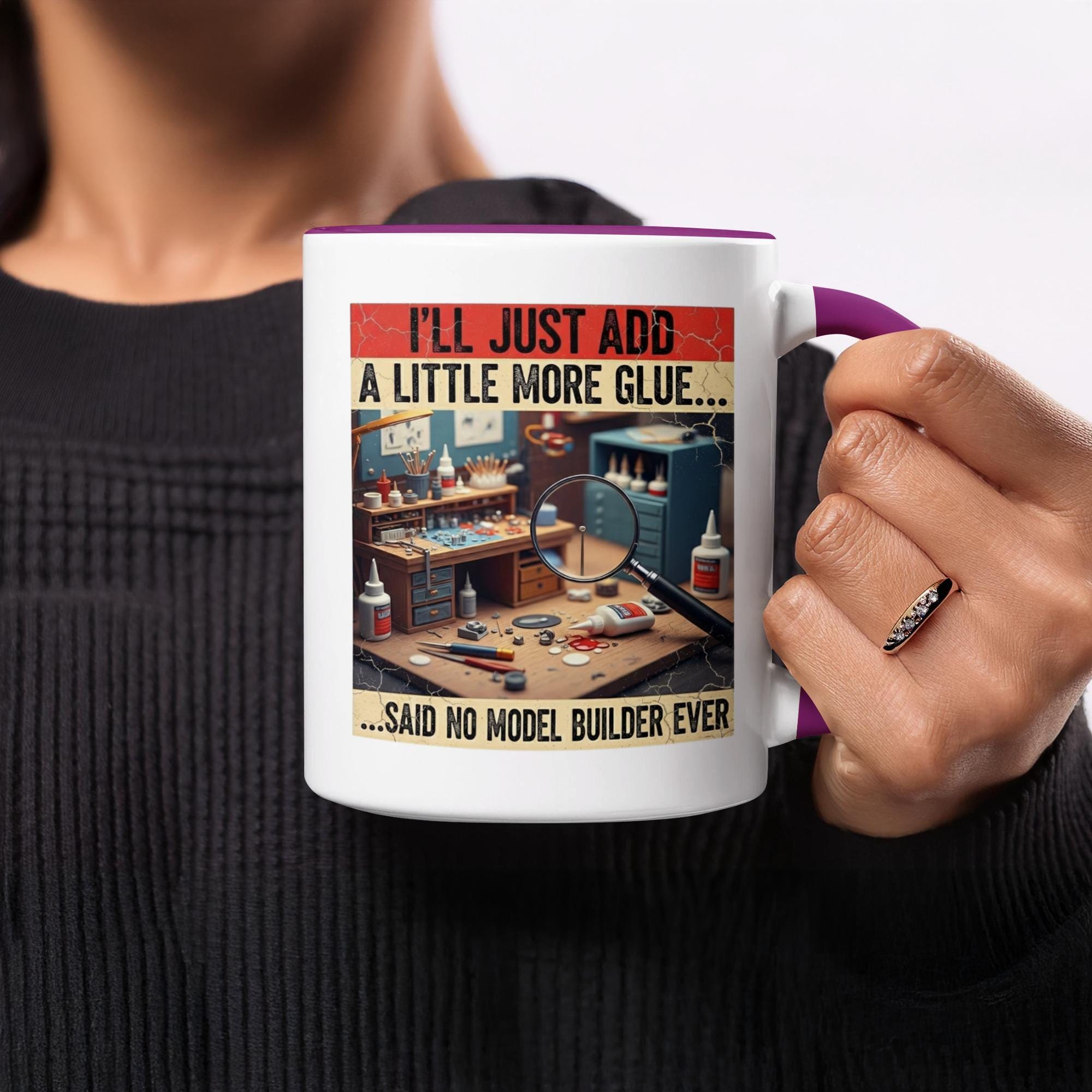 Model Builder Mug, Just Add More Glue, Hobbyist Gift, Funny Mug, Modeler Coffee Cup, Gift For Modeler, Model Making, Hobby Mug