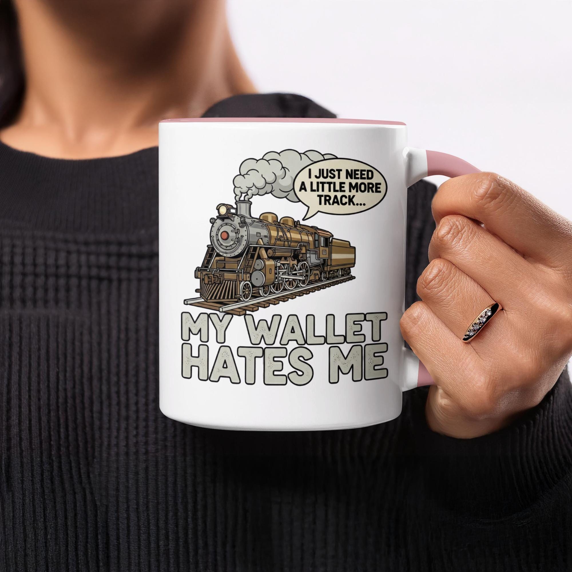 Train Mug, Train Lover Gift, More Track Mug, Funny Train Quote Mug, My Wallet Hates Me, Model Train Collector Mug, Train Hobbyist Mug