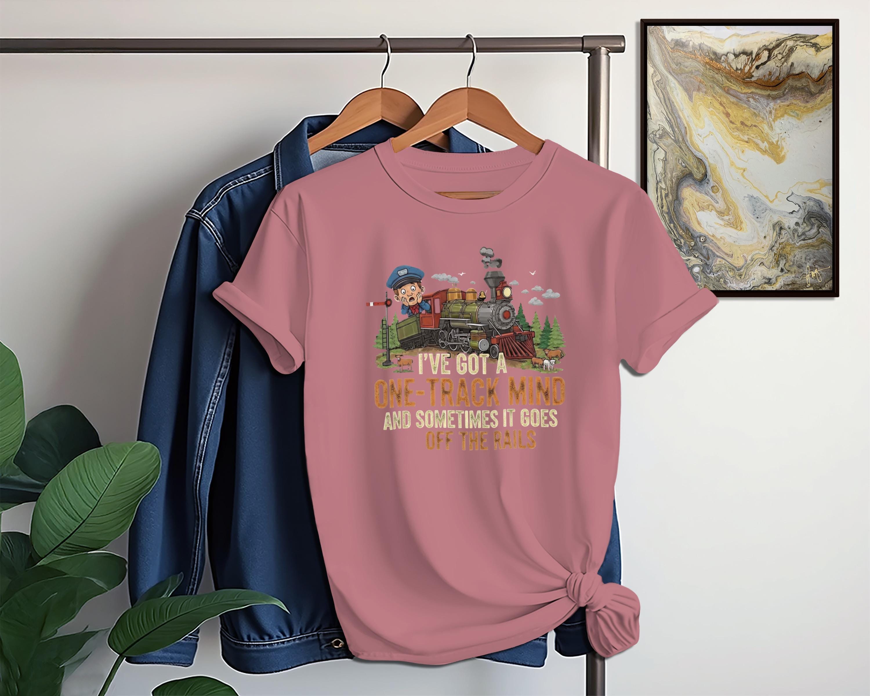 One Track Mind T-Shirt, Funny Train Tee, Railroad Humor Shirt, Comfort Colors Tee, Locomotive Gift, Steam Train Fan Shirt, Off The Rails