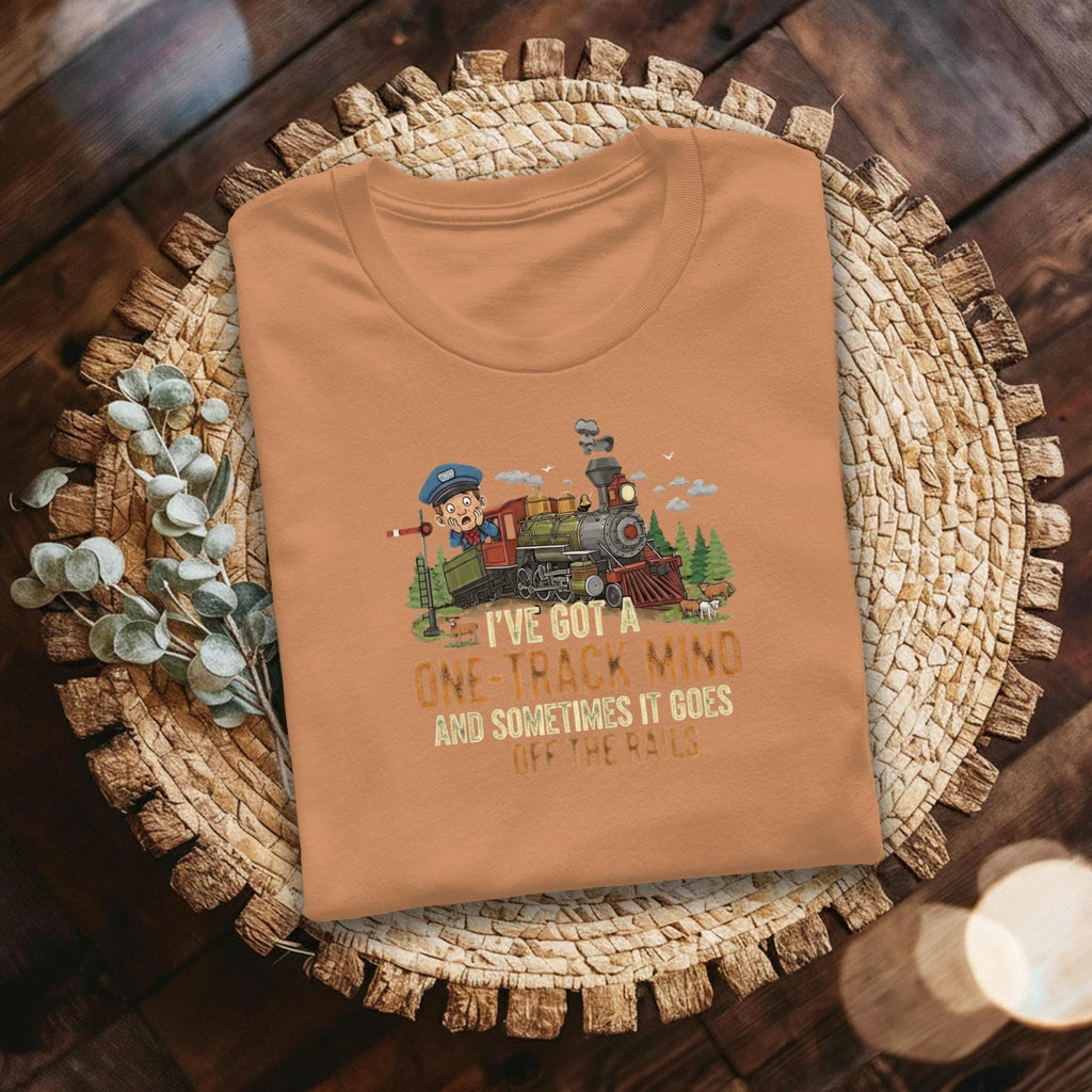 One Track Mind T-Shirt, Funny Train Tee, Railroad Humor Shirt, Comfort Colors Tee, Locomotive Gift, Steam Train Fan Shirt, Off The Rails