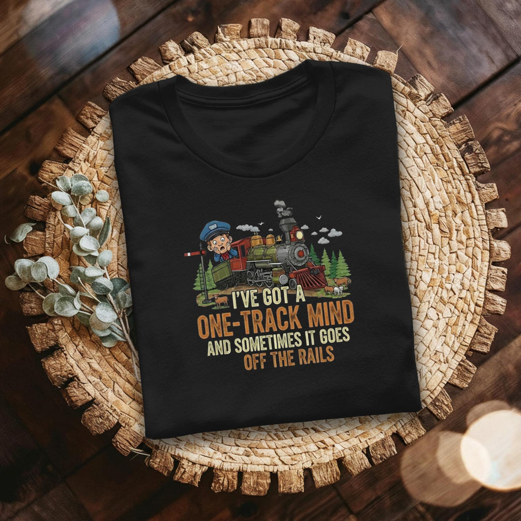 One Track Mind T-Shirt, Funny Train Tee, Railroad Humor Shirt, Comfort Colors Tee, Locomotive Gift, Steam Train Fan Shirt, Off The Rails
