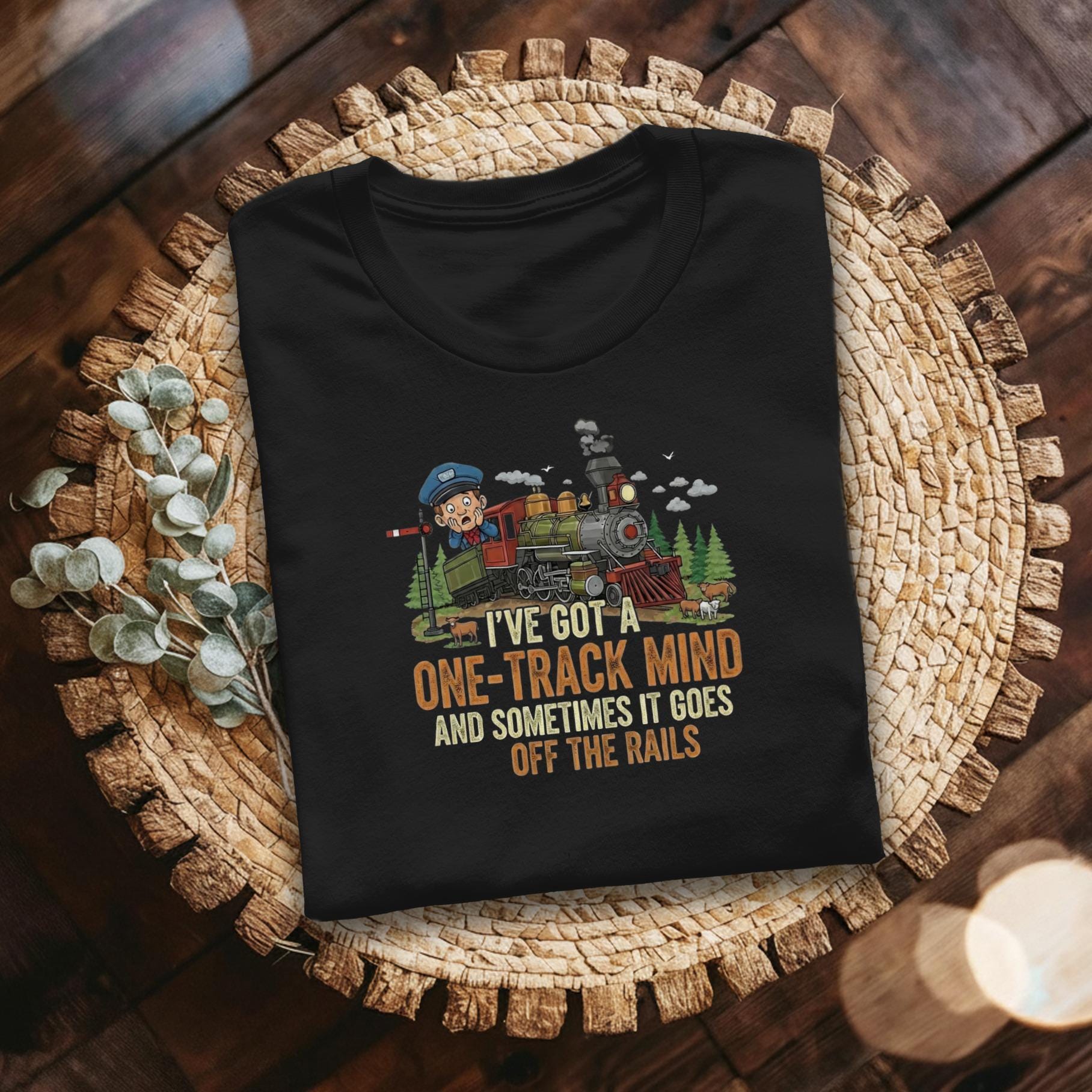 One Track Mind T-Shirt, Funny Train Tee, Railroad Humor Shirt, Comfort Colors Tee, Locomotive Gift, Steam Train Fan Shirt, Off The Rails