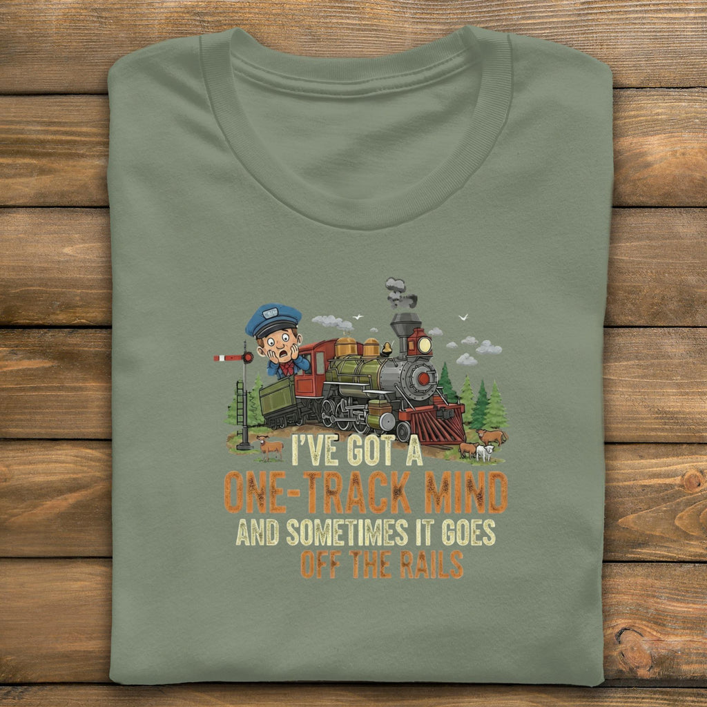 One Track Mind T-Shirt, Funny Train Tee, Railroad Humor Shirt, Comfort Colors Tee, Locomotive Gift, Steam Train Fan Shirt, Off The Rails