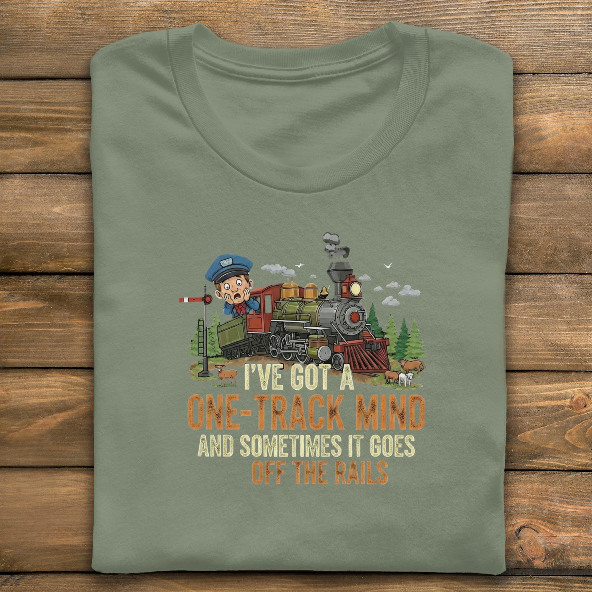 One Track Mind T-Shirt, Funny Train Tee, Railroad Humor Shirt, Comfort Colors Tee, Locomotive Gift, Steam Train Fan Shirt, Off The Rails
