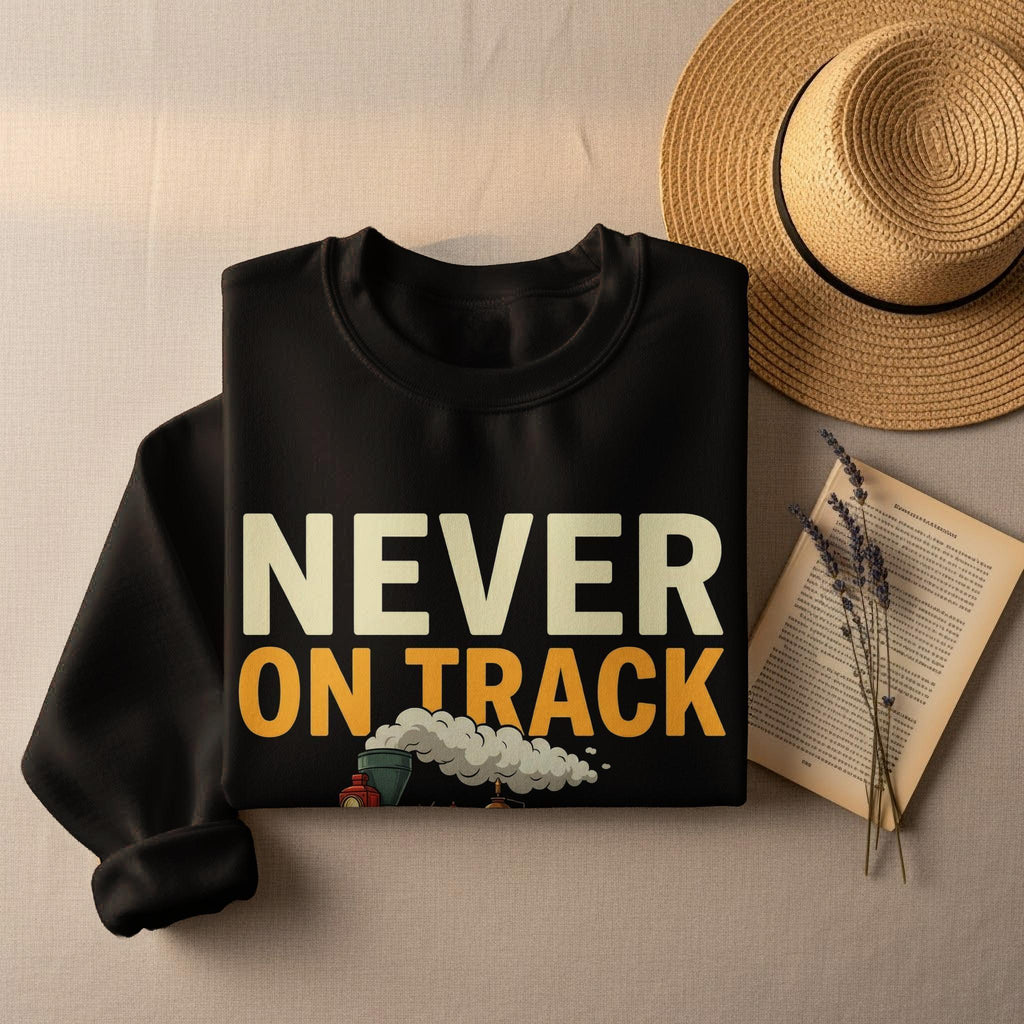Never On Track T-Shirt, Funny Train T-Shirt, Comfort Colors Tee, Train Lover Gift, Steam Train Shirt, Railroad Humor Tee, Gift for Railfan