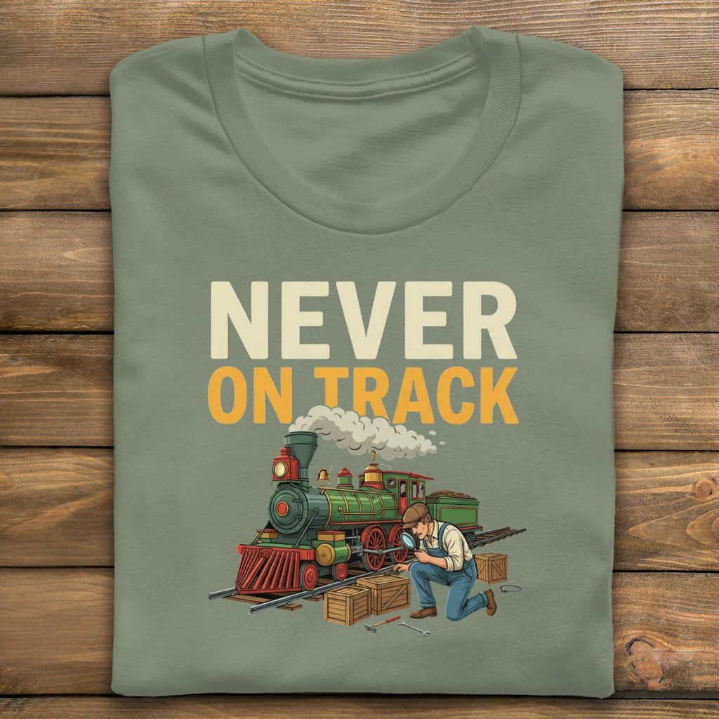 Never On Track T-Shirt, Funny Train T-Shirt, Comfort Colors Tee, Train Lover Gift, Steam Train Shirt, Railroad Humor Tee, Gift for Railfan