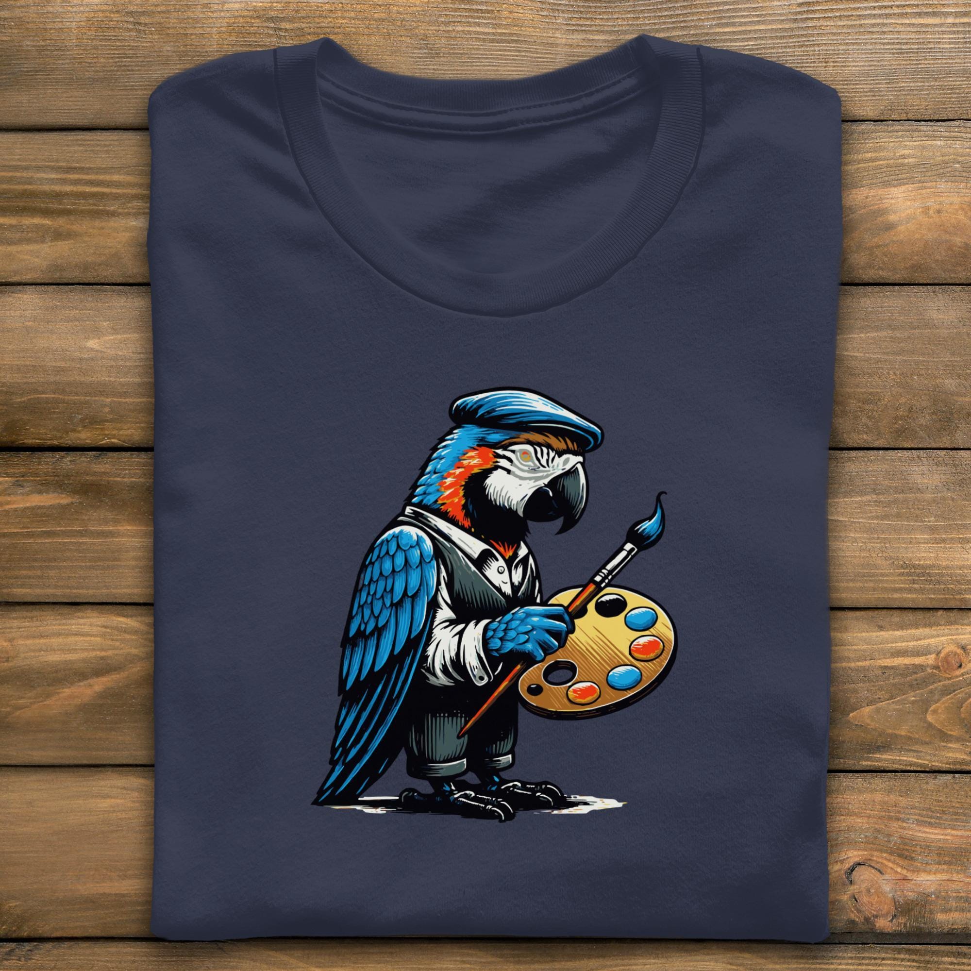 Funny Artist Parrot T-Shirt, Cute Bird Painter Graphic Tee, Art Lover Gift, Colorful Parrot Design, Unique Animal Apparel