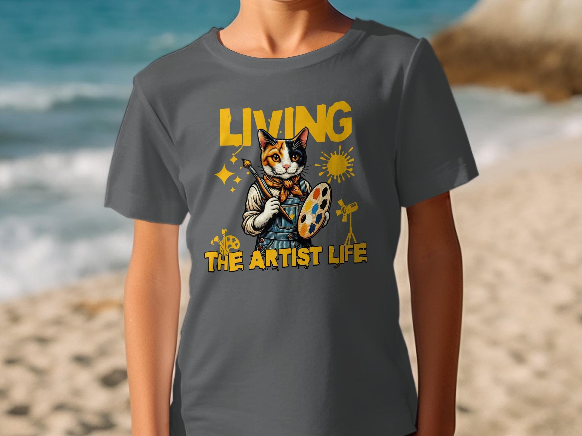 Cat Artist T-Shirt, Living The Artist Life Tee, Funny Cat Graphic, Cat Lover Gift Shirt, Cute Cat Art Apparel, Artistic Cat Top