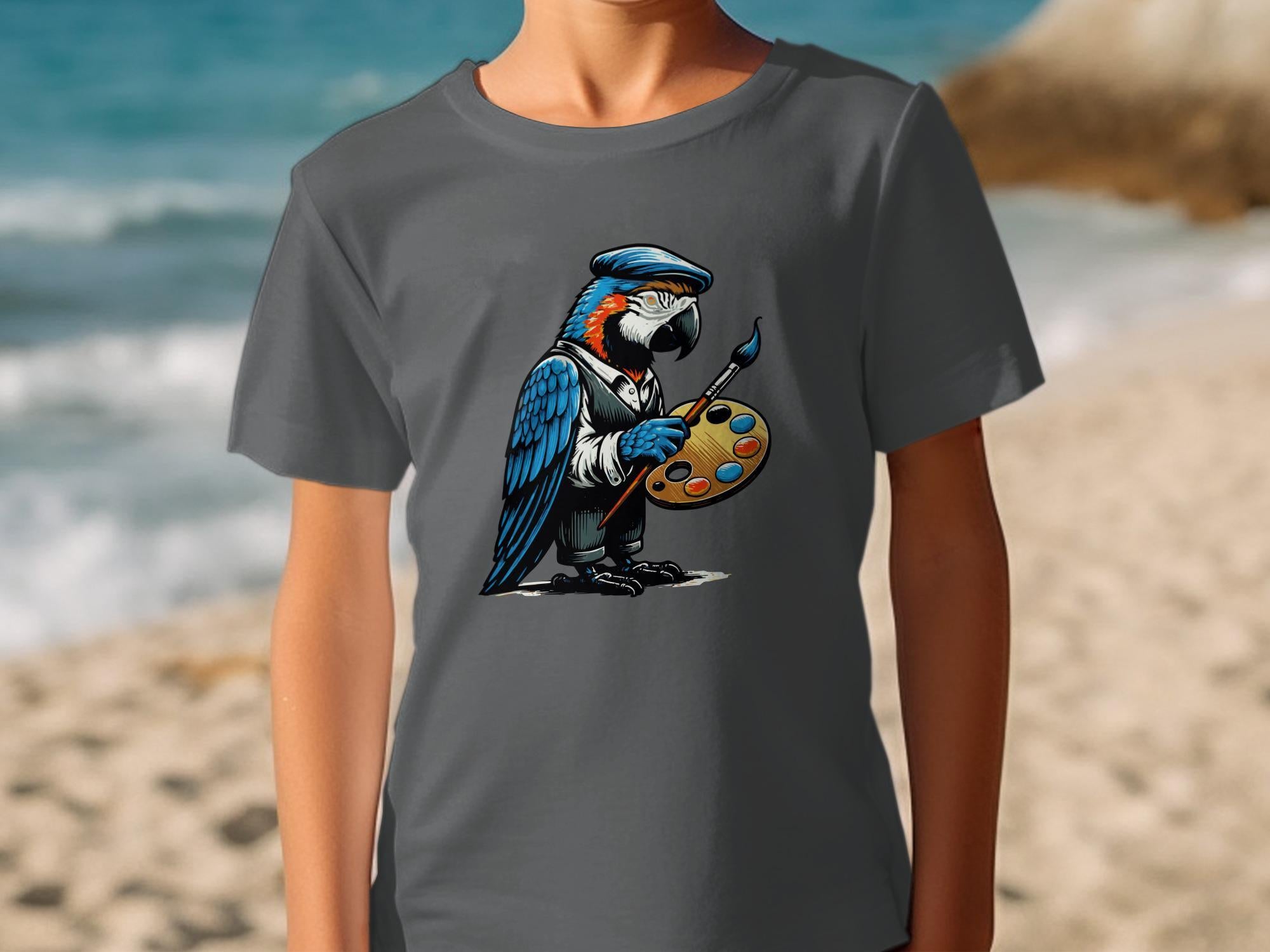 Artistic Parrot T-Shirt, Parrot with Palette Tee, Painter Bird Shirt, Creative Parrot Art, Colorful Parrot Tee, Fun Graphic T-Shirt