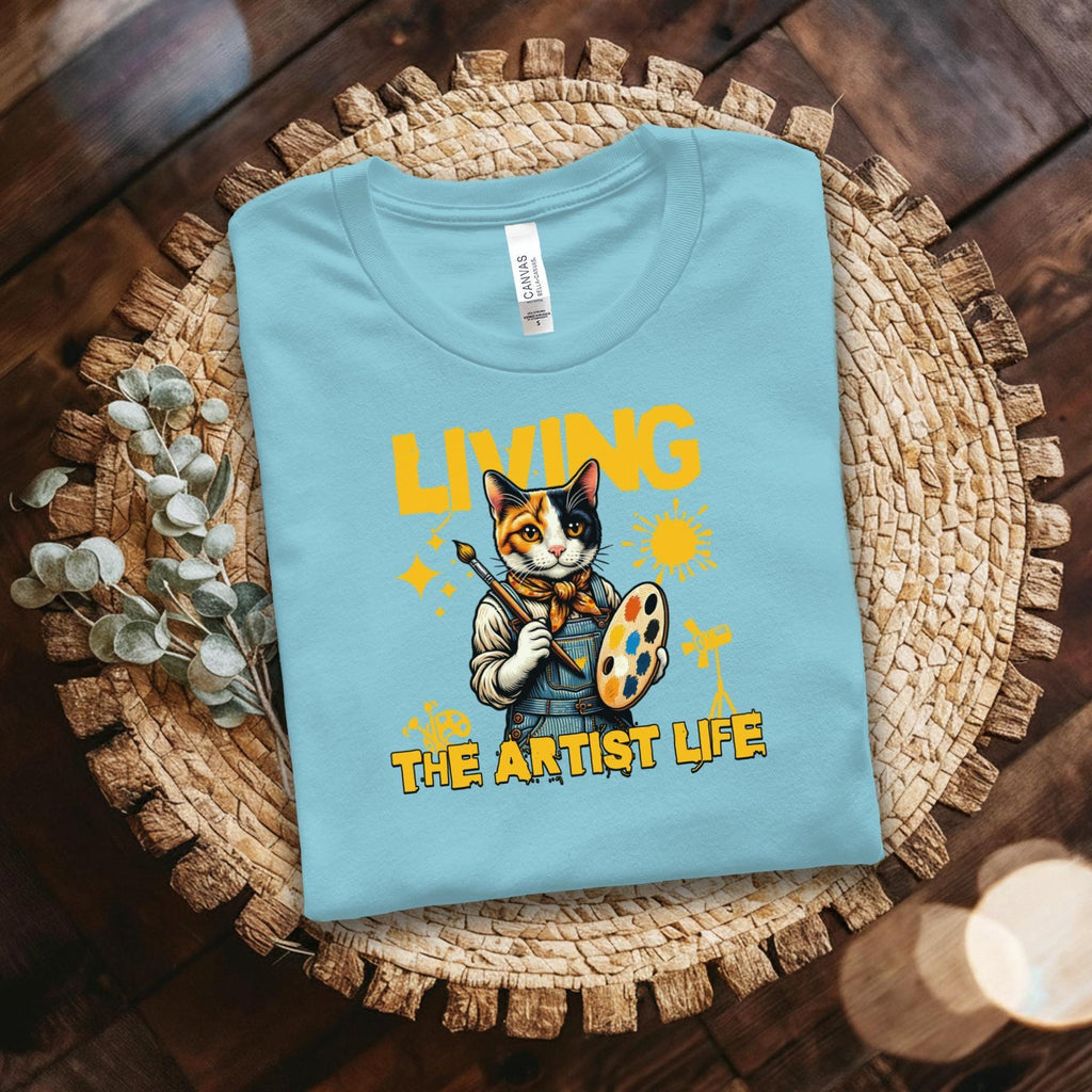 Cat Artist Graphic T-Shirt, Living The Artist Life Tee, Fun Art Lover Shirt, Cool Cat Design, Unique Artist Gift, Creative Cat Tee