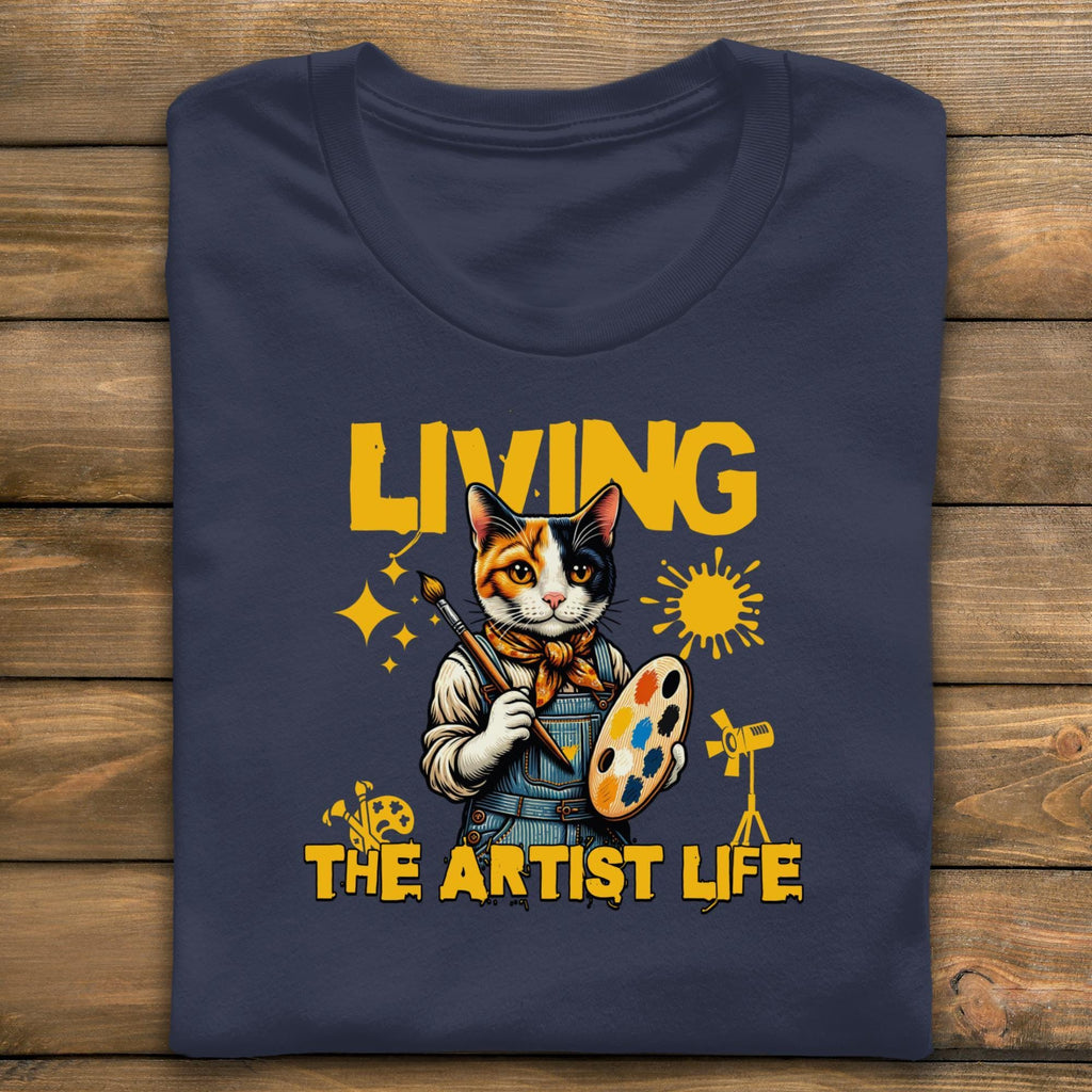Funny Cat Artist T Shirt, Living the Artist Life Tee, Creative Cat Lover Gift, Cat Art Graphic Tee, Cool Cat Shirt, Unisex Artist Shirt