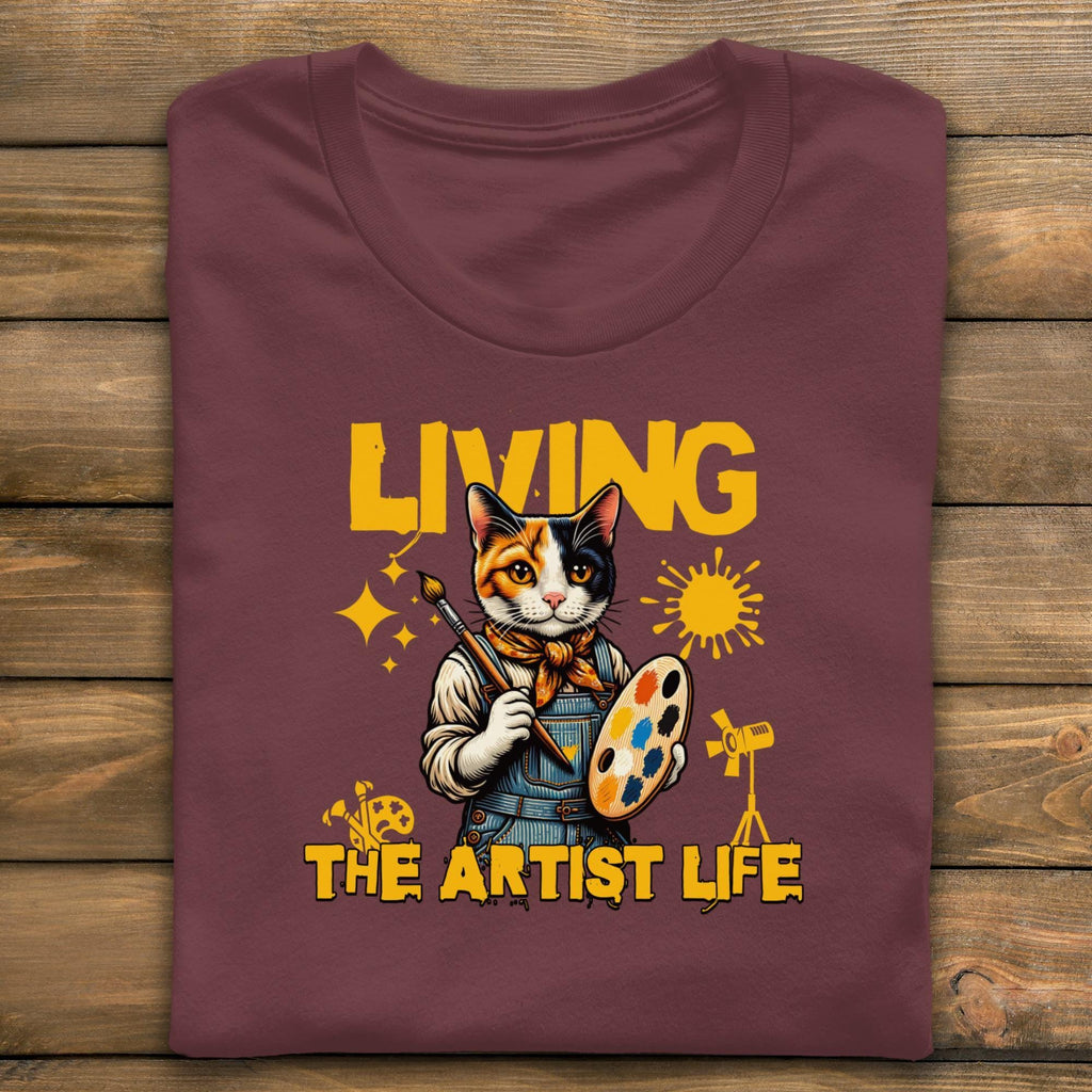 Living The Artist Life Cat Shirt, Funny Graphic Cat Lover Tee, Artist Cat T-Shirt, Cute Calico Cat Shirt, Gift for Artists, Cat Art Shirt