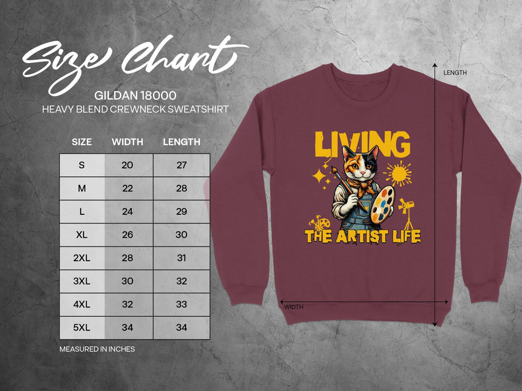 Cat Sweatshirt Living The Artist Life, Cute Cat Art Crewneck, Funny Painter Cat Shirt, Artist Gift Sweater, Unisex Art Lover Pullover