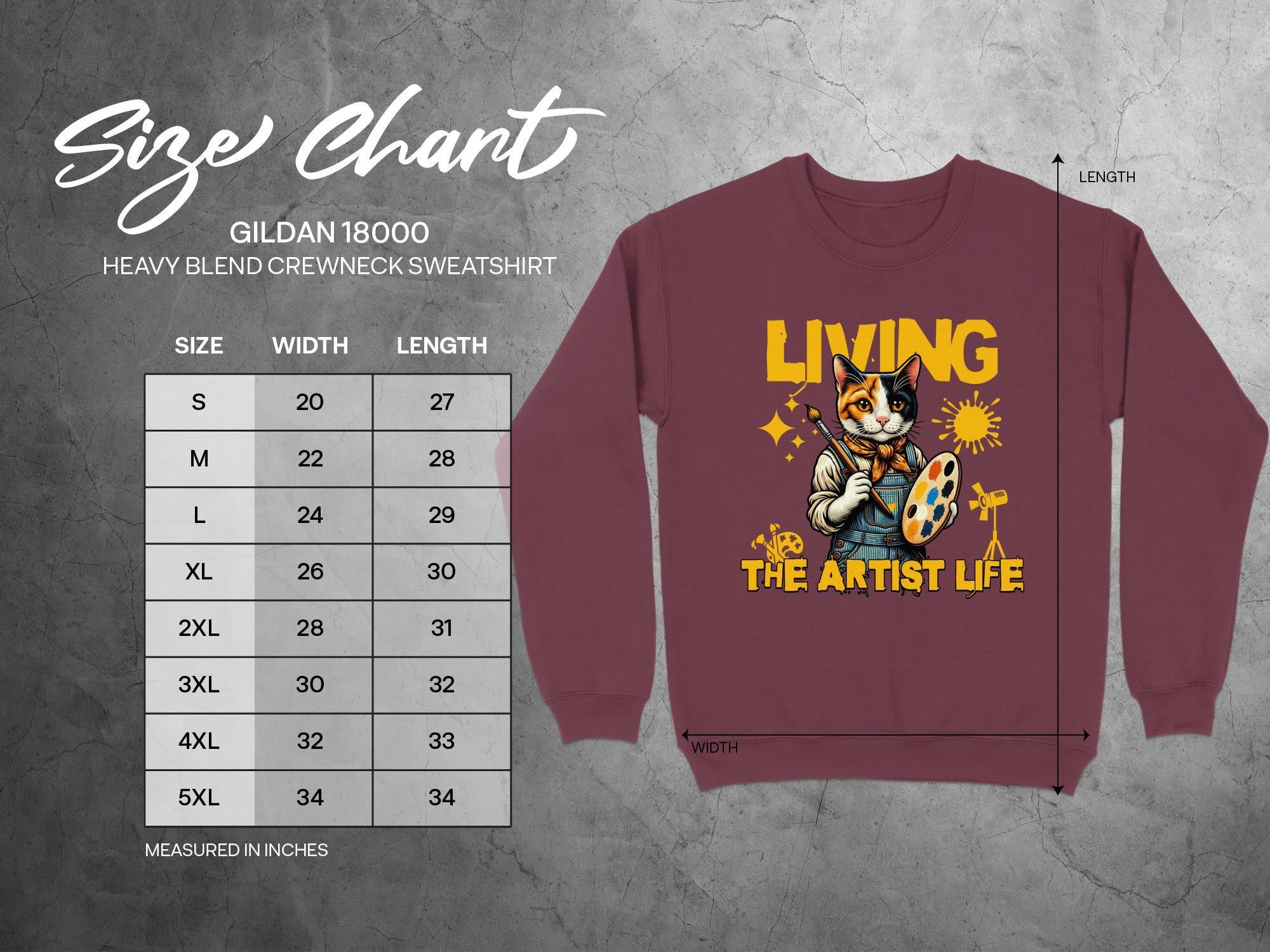 Cat Sweatshirt Living The Artist Life, Cute Cat Art Crewneck, Funny Painter Cat Shirt, Artist Gift Sweater, Unisex Art Lover Pullover