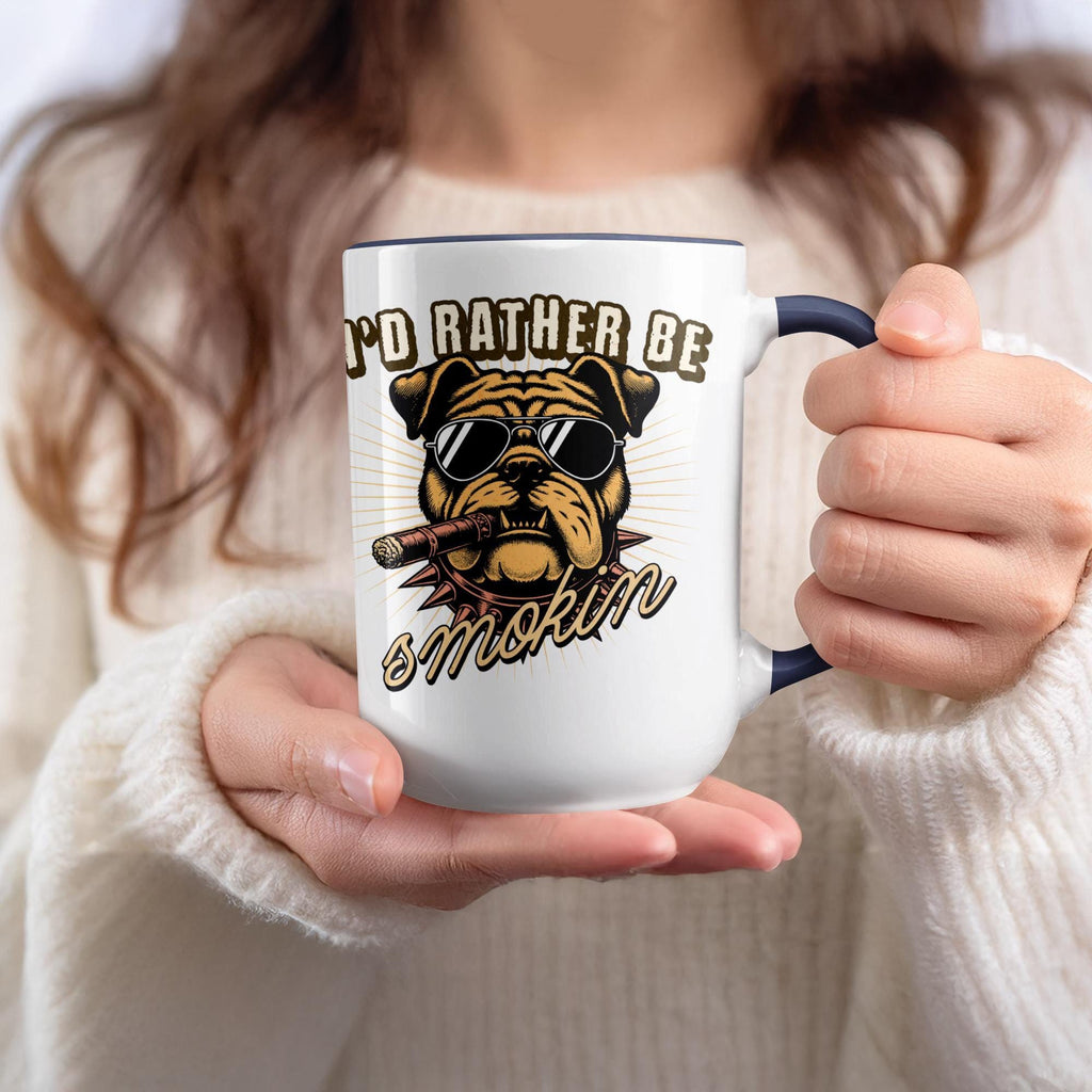 Funny Dog Mug I'd Rather Be Smokin Bulldog Novelty Coffee Mug Gift for Dog Lovers Unique Mug for Pet Owners Cool Dog Mug Comedy Cup