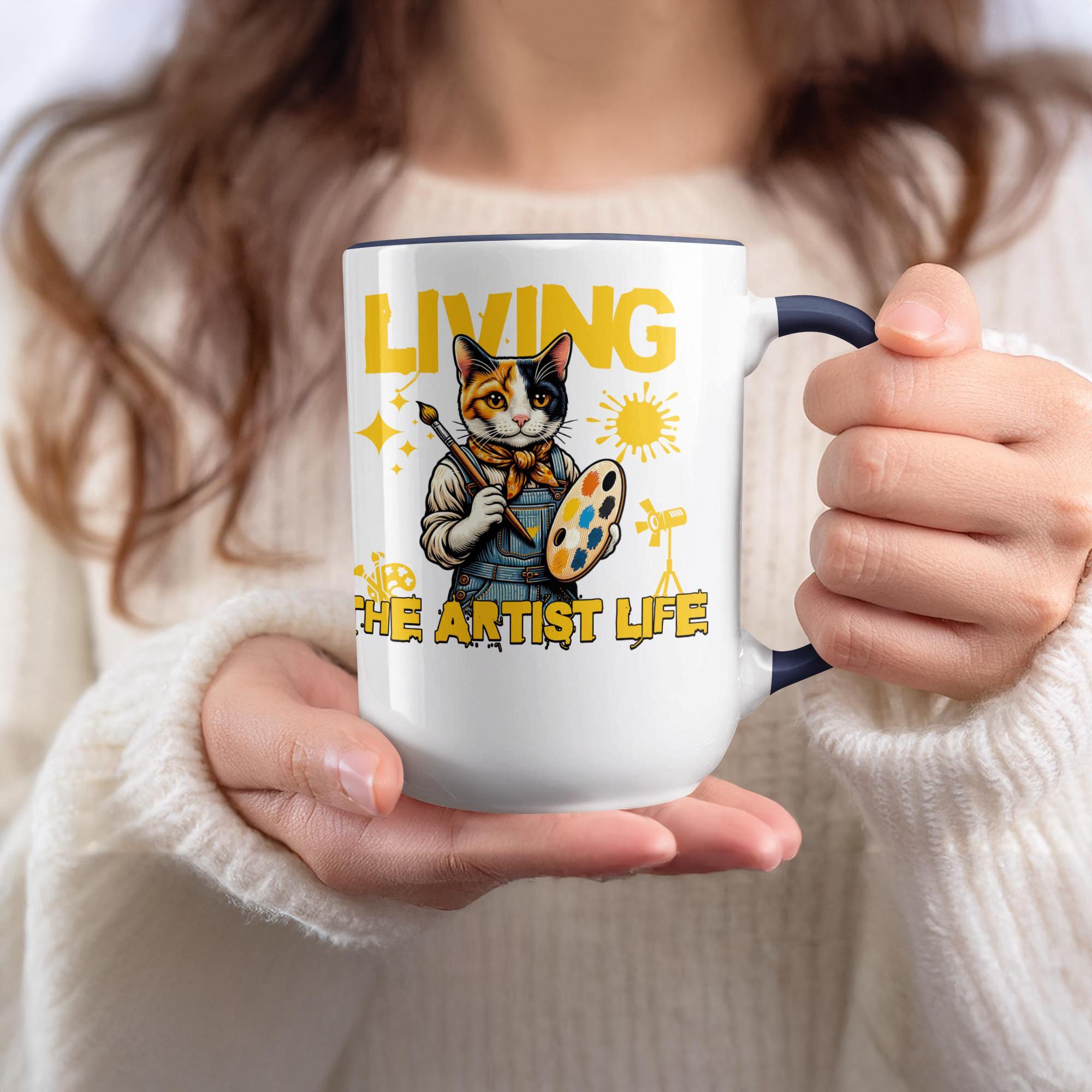 Funny Cat Mug, Living the Artist Life Mug, Gift for Artists, Cute Cat Art Mug, Inspirational Coffee Mug, Unique Artist Gift