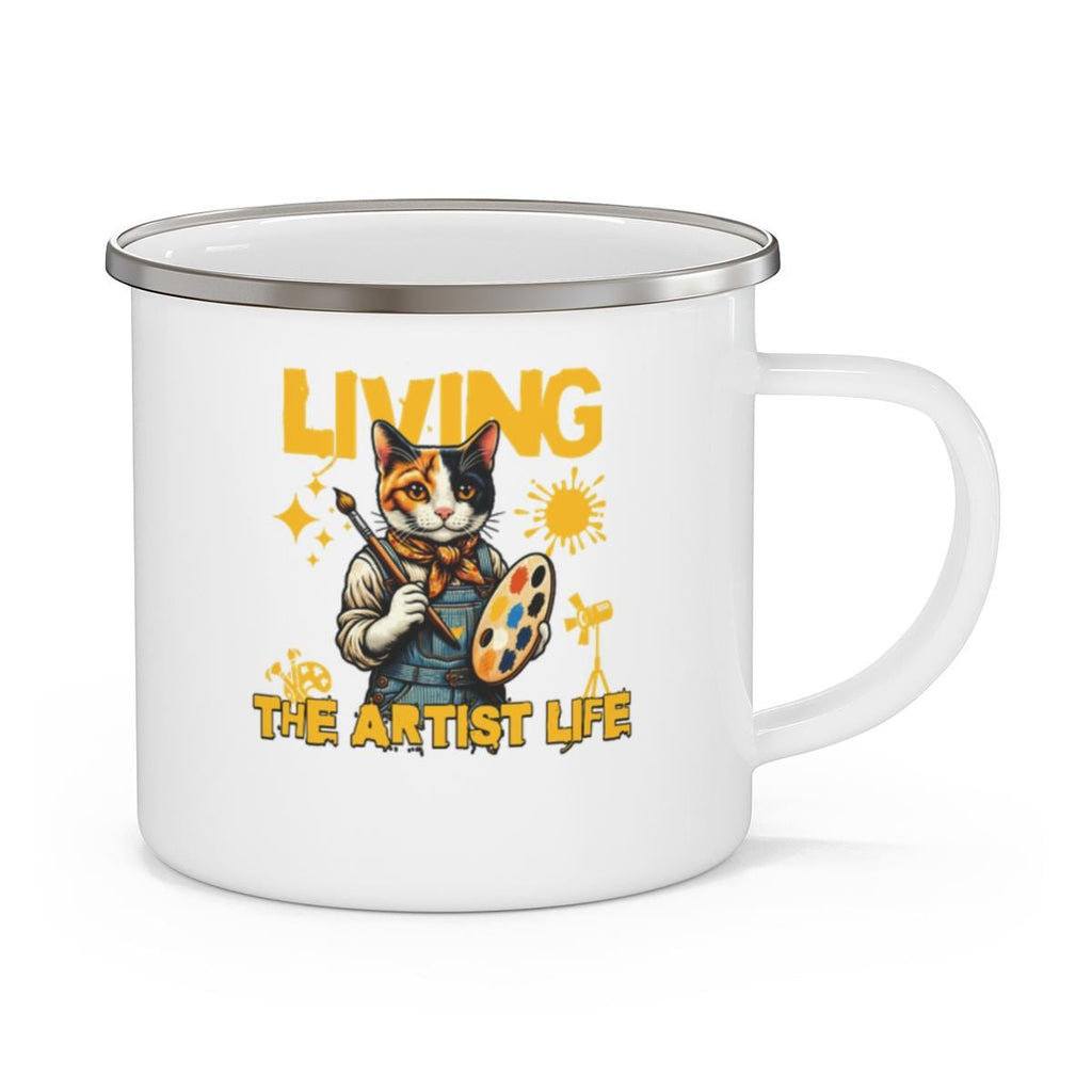 Living the Artist Life Cat Mug, Cute Artist Cat Gift, Funny Cat Lover Mug, Unique Art Lover Present, Creative Coffee Cup