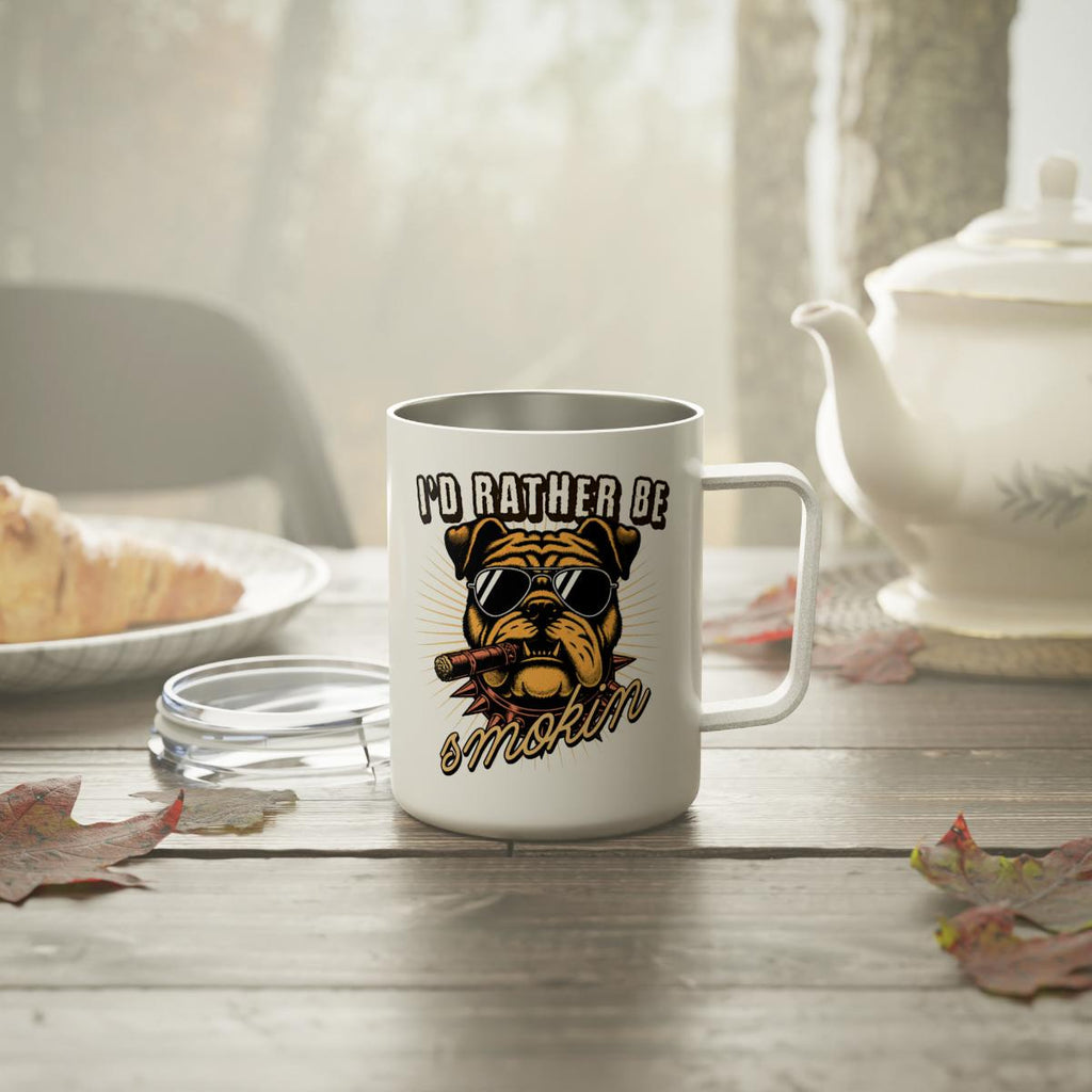 Bulldog Smoking Mug, Funny Dog Lover Gift, Coffee Mug with Cigar Design, Cool Bulldog Drinkware, Unique Pet Owner Present